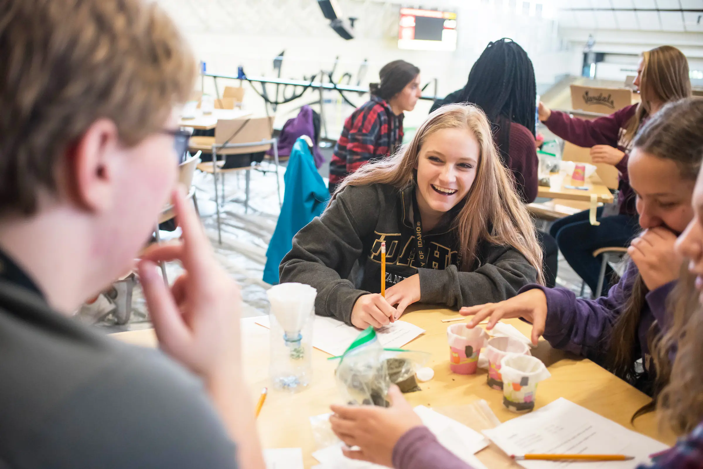 High school students participate in Women in Engineering day in the Kibbie Dome Light House