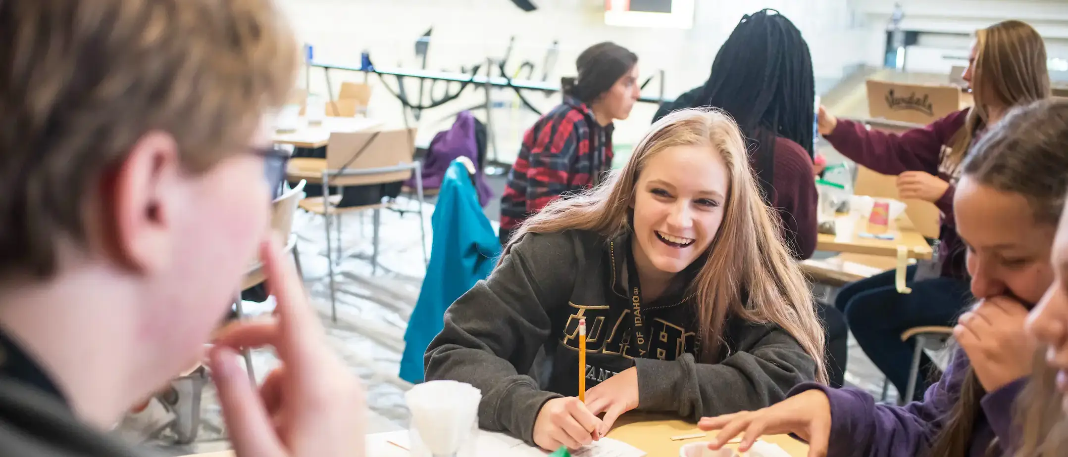 High school students participate in Women in Engineering day in the Kibbie Dome Light House