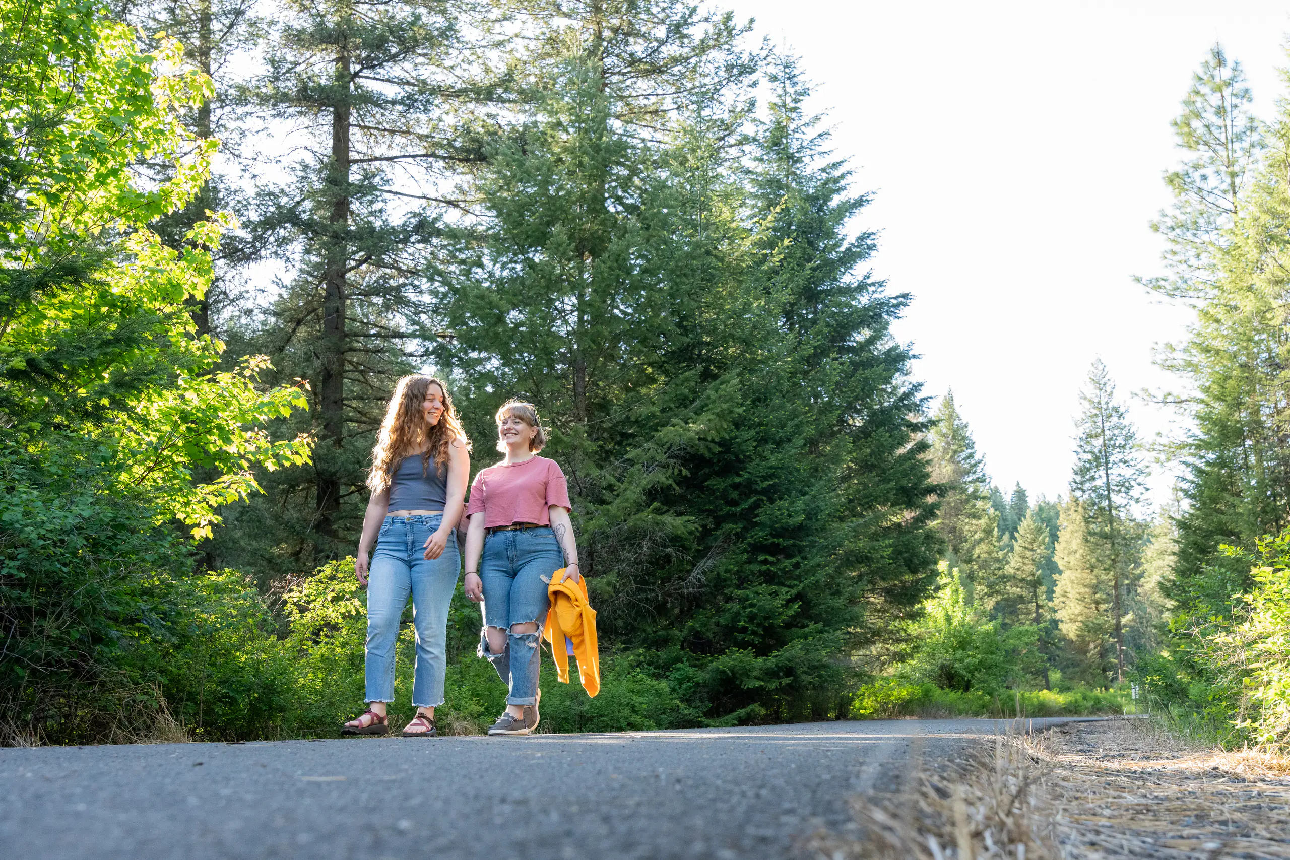 Students walk on the Bear Creek canyon portion of the Latah Trail.