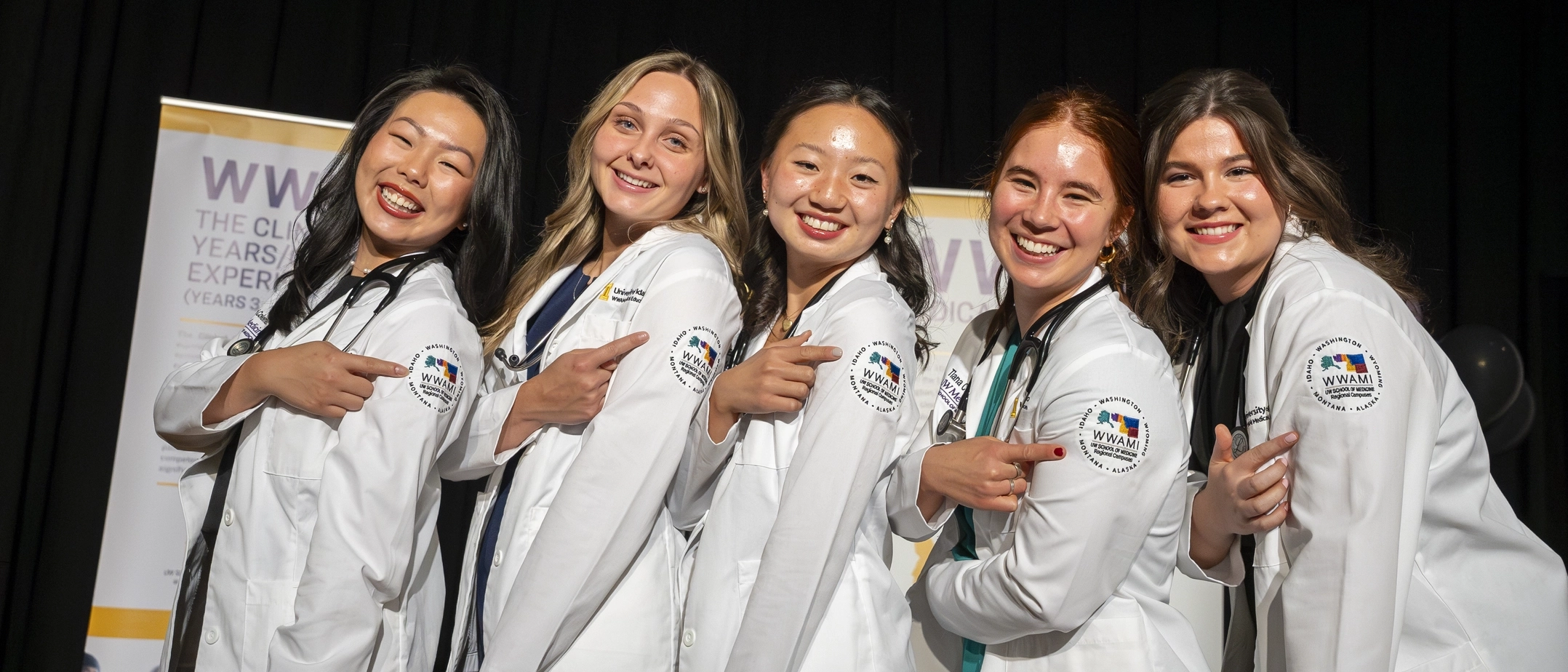 Idaho WWAMI Program students, faculty and families celebrate the 2024 White Coat and Stethoscope Ceremony in the Bruce Pitman Center.
