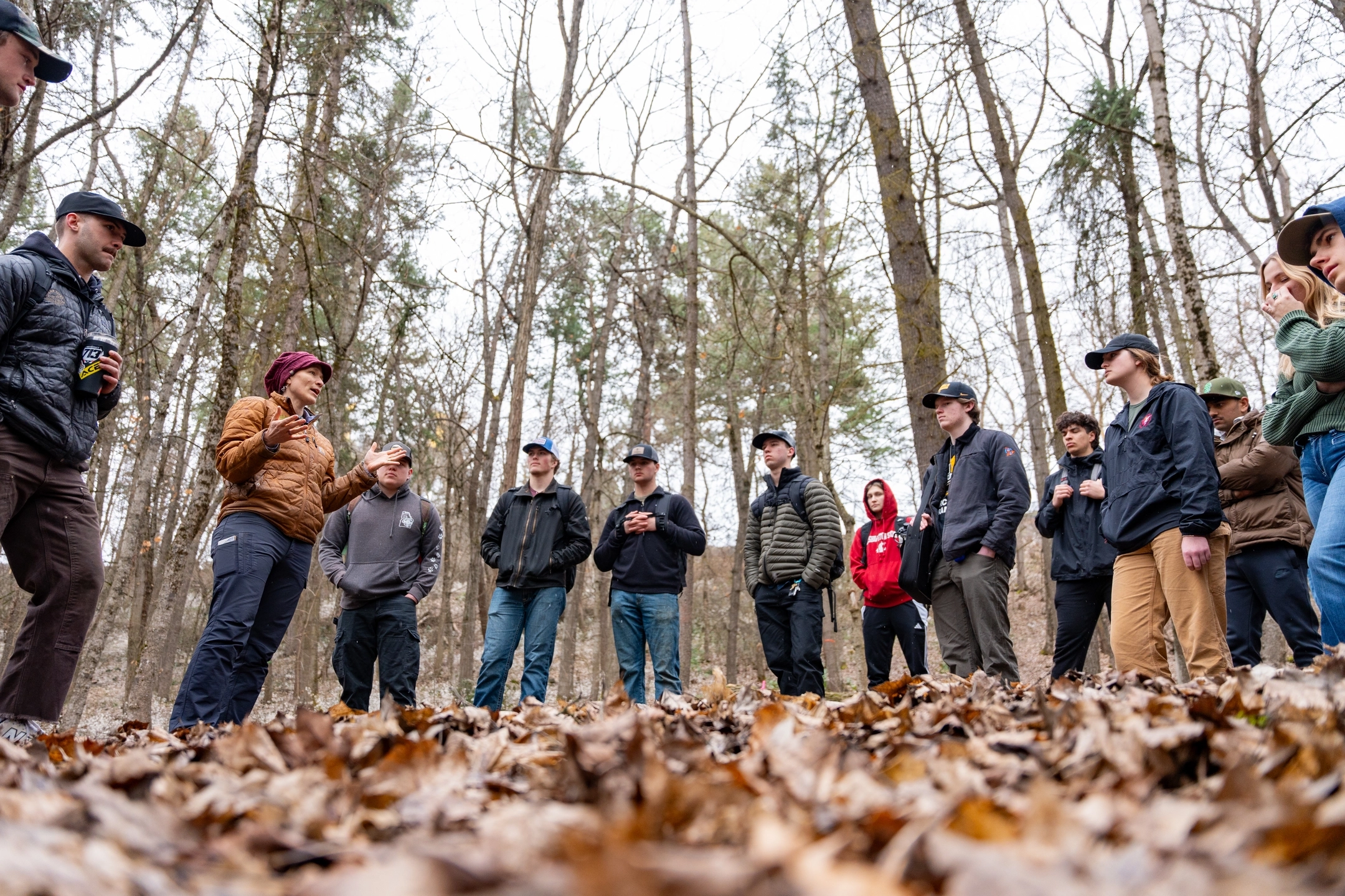 Heather Heward, senior fire ecology and management instructor in the College of Natural Resources, leads a class on the University of Idaho campus in Moscow, ID March 20, 2025.