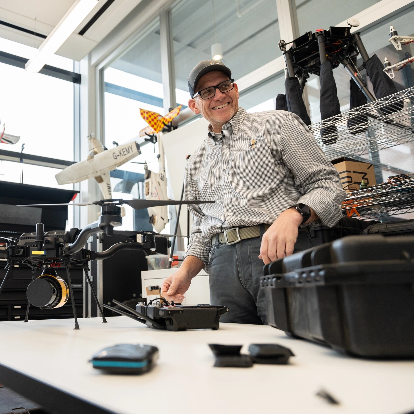 Jason Karl, director of CNR's Rangeland Institute, also operates the drone lab in the IRIC in which graduates students use drones in their research such as monitoring wildland fire smoke for microbes, spraying fields, doing boundary and LiDAR work.