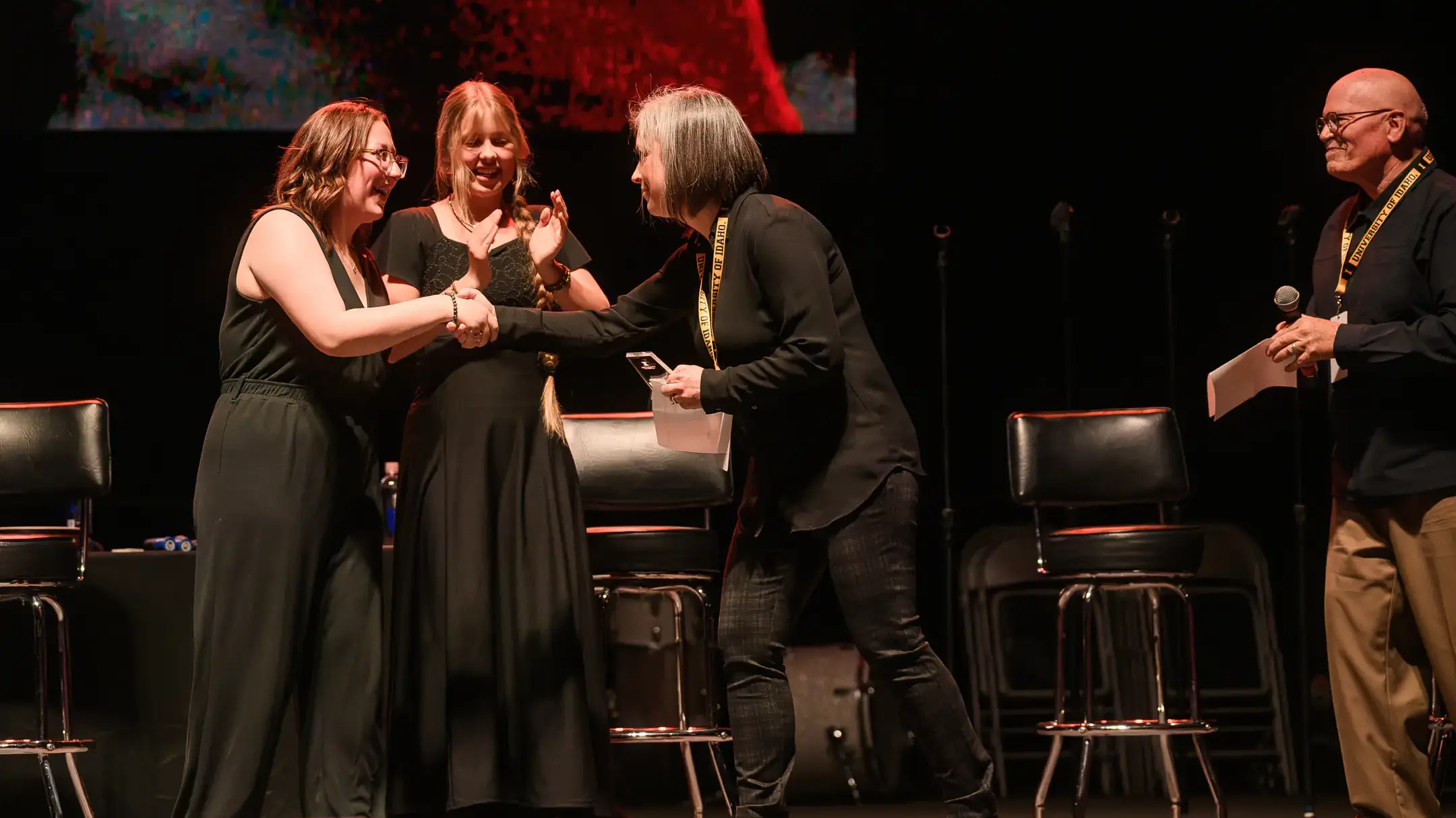 The annual Lionel Hampton Jazz Festival is hosted on campus April 15-18, 2025. Pictured at left is Olivia Niles, of Lake City High School in Coeur d'Alene, Idaho, who won the vocalist Avista Scholarship Competition. Pictured at right is Sierra Sedgwick, of Lewiston High School in Lewiston, Idaho, who was the runner-up in the vocalist Avista Scholarship Competition.