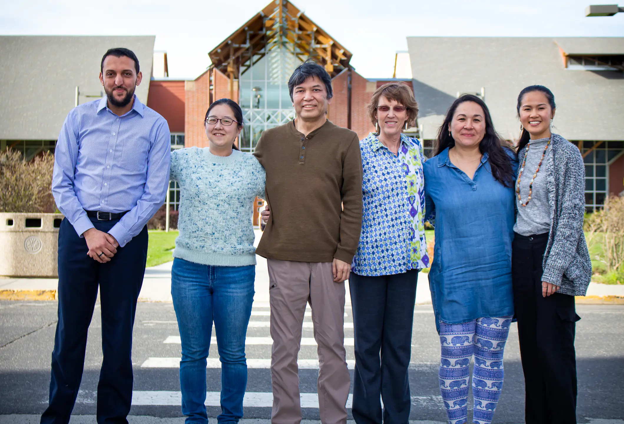International Programs Office staff in front of the Student Recreation Center.