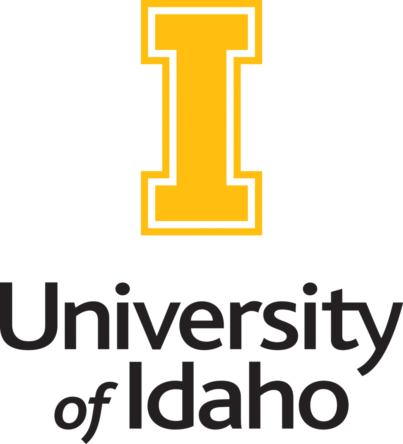 Stacked University of Idaho Main full color logo PNG file in RGB mode with transparent background. Please select original file when downloading.