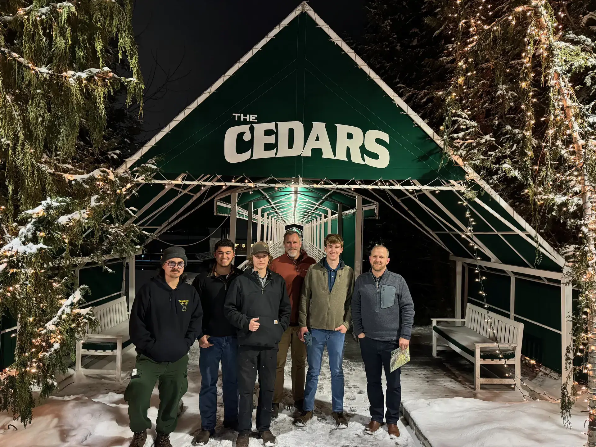 Greg Latta (center), Associate Research Professor of Forest Economics and Director of Policy Analysis Group, takes undergraduate students to dinner with a Nuveen Natural Capital (NNC) employee to have one-on-one conversations with an industry professional. NNC has provided continued support to the College of Natural Resources, enabling students to attend the Forester’s Forum, one of the largest gatherings of forestry professionals in the Inland Northwest.