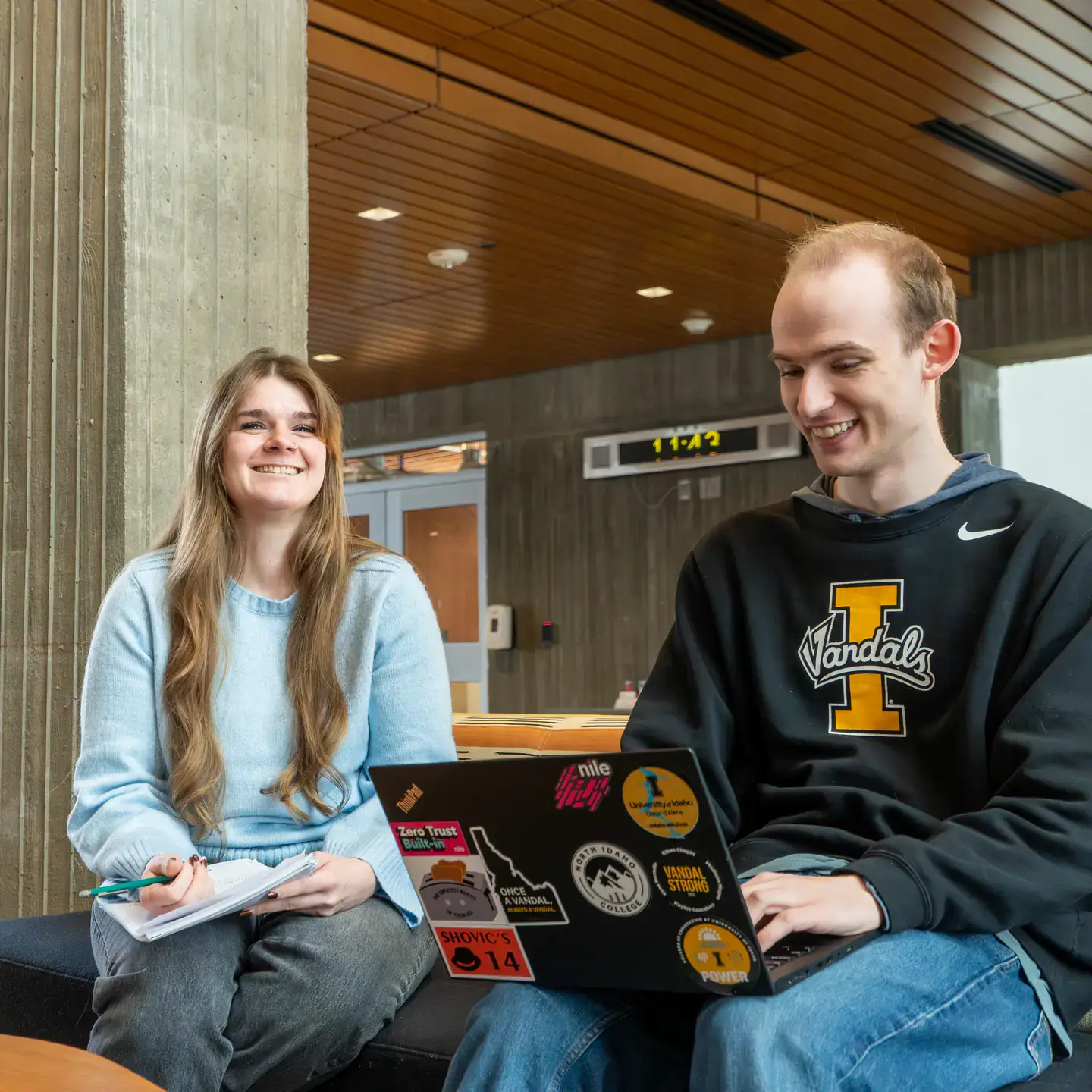 Students Michael Habermann and Jasmine Martinez are pictured at the University of Idaho Coeur d’Alene Harbor Center on Tuesday, December 2, 2025. The two are among dozens of students who benefit each year from a long-standing collaboration between North Idaho College and University of Idaho, which helps students complete prerequisites at NIC before transitioning to U of I to finish their bachelor’s degrees.