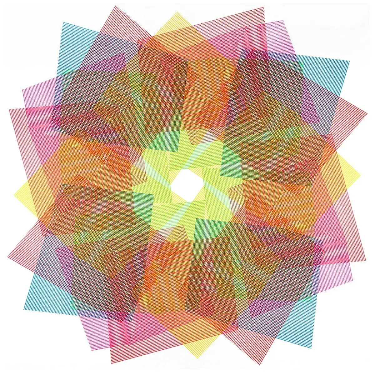 Colorful sqaures stacked on top of eachother in screenprinting design