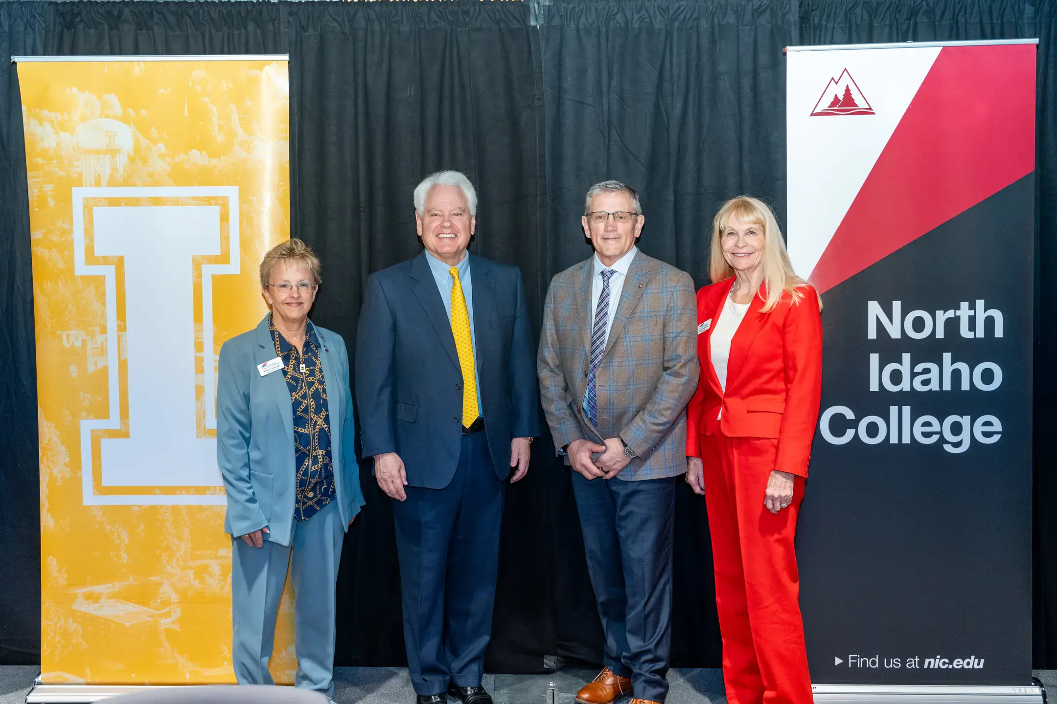 University of Idaho President Scott Green and North Idaho College President Nick Swayne sign a memorandum of understanding (MOU), for the direct entry masters of nursing program, on Wednesday, April 15, 2026 in the Vandal Ballroom at the University of Idaho’s Pitman Center. Pictured from left are: ISBOE member Shawn Keough, U of I President Scott Green, NIC President Nick Swayne, ISBOE member Cindy Siddoway.