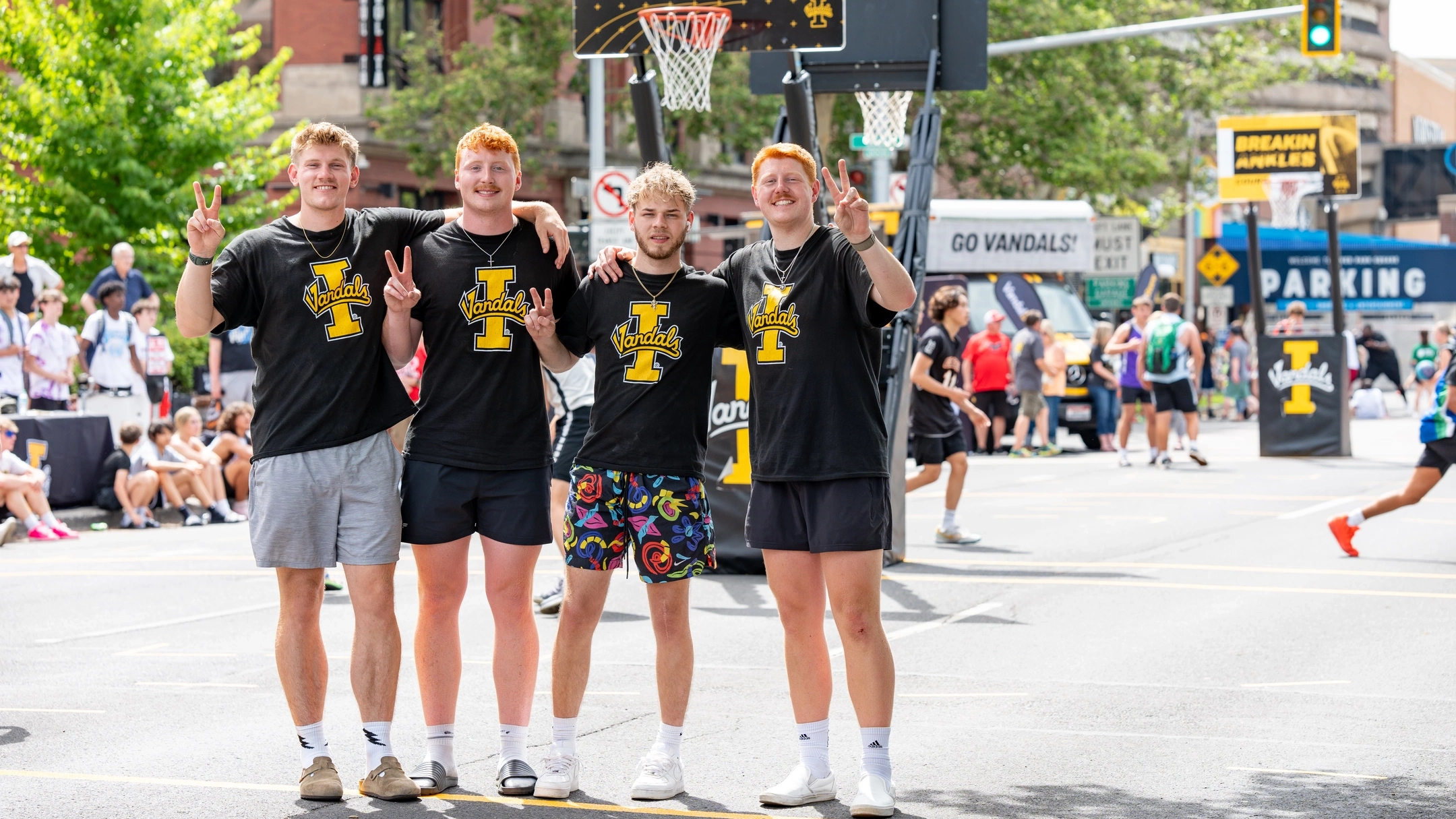 Ryan Collins and three teammates at 2024 Hoopfest in Spokane, Washington