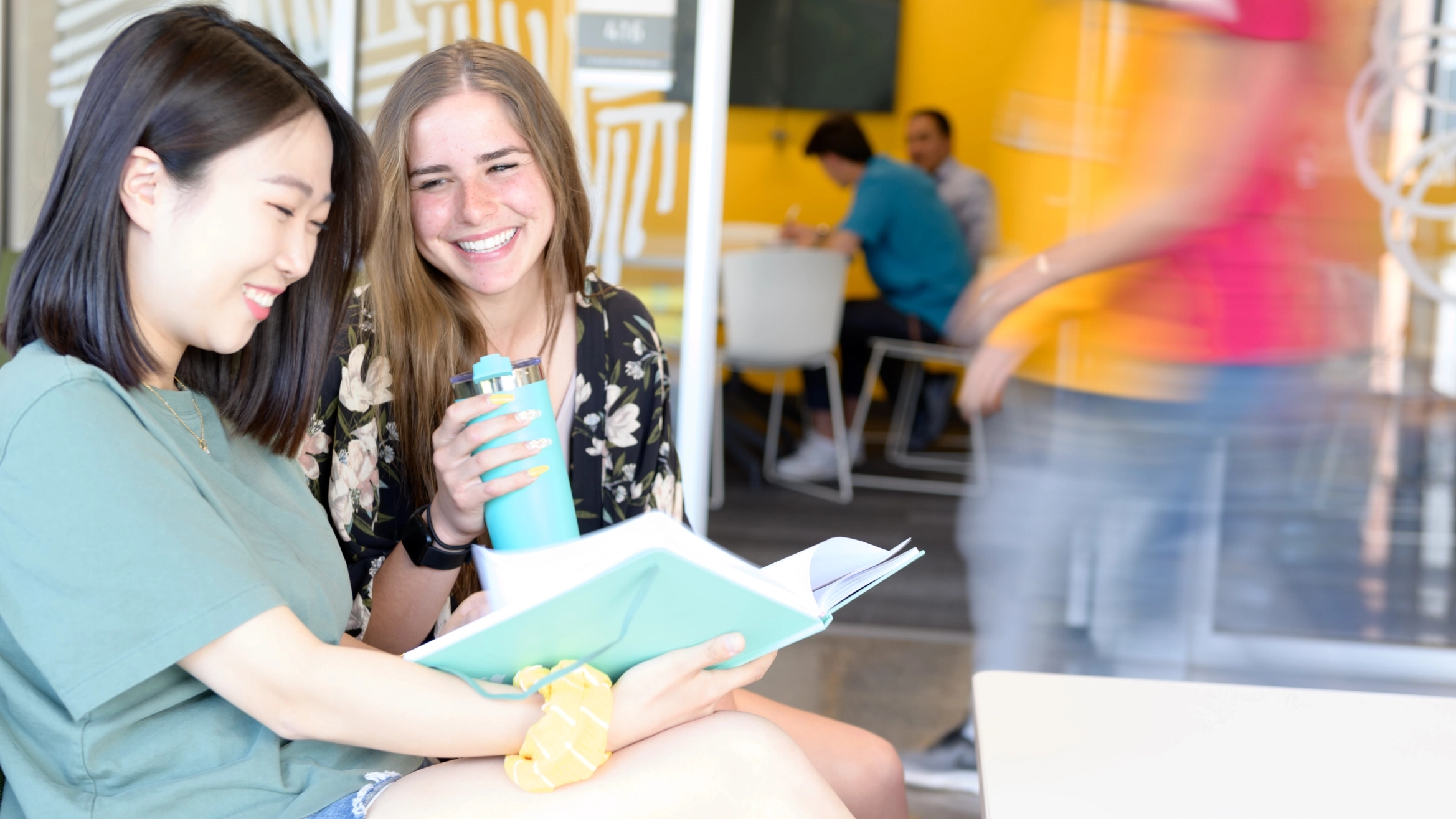 Students study and socialize in the College of Education