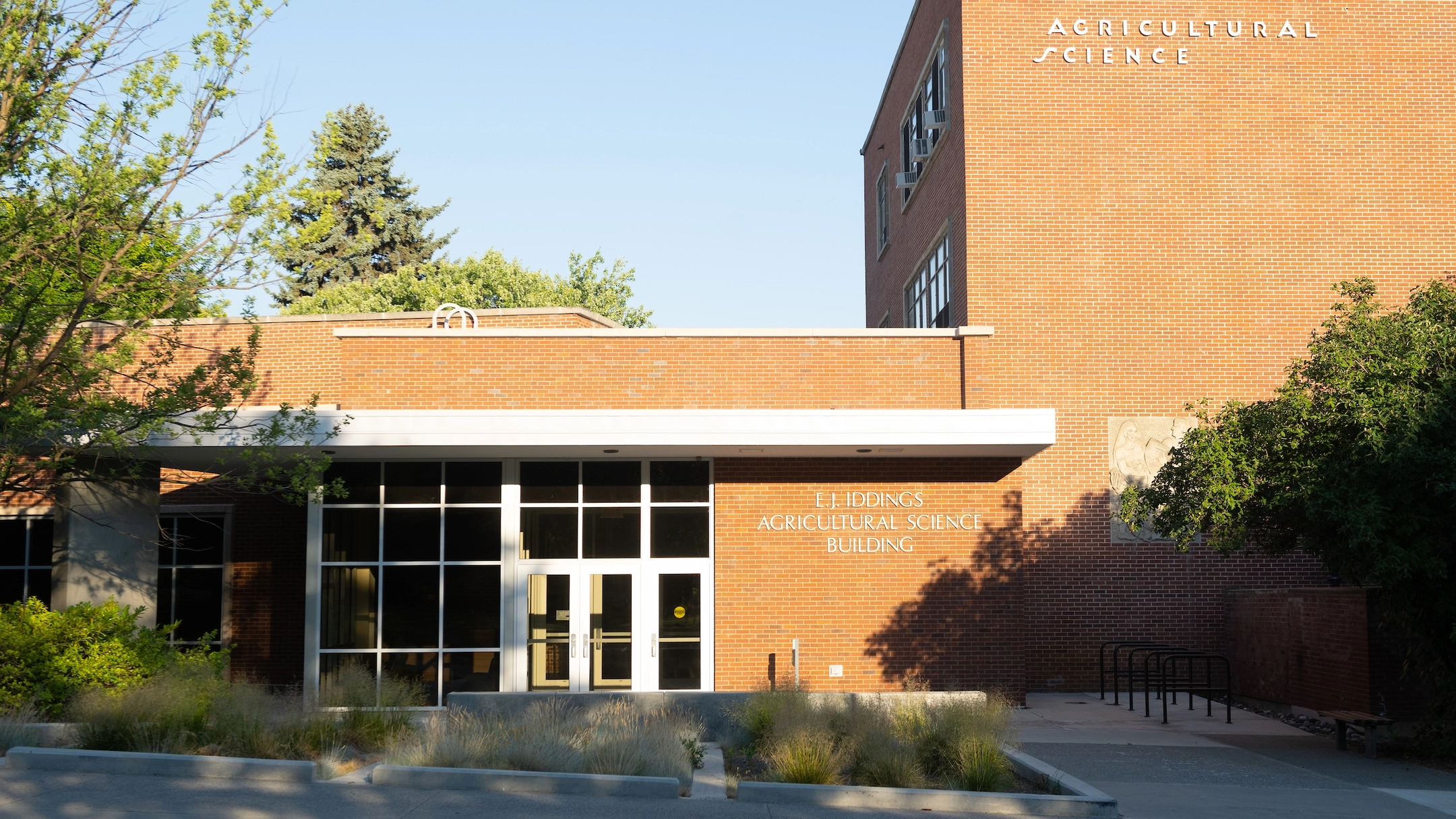 Season campus scenery spring stockAg science buildings
