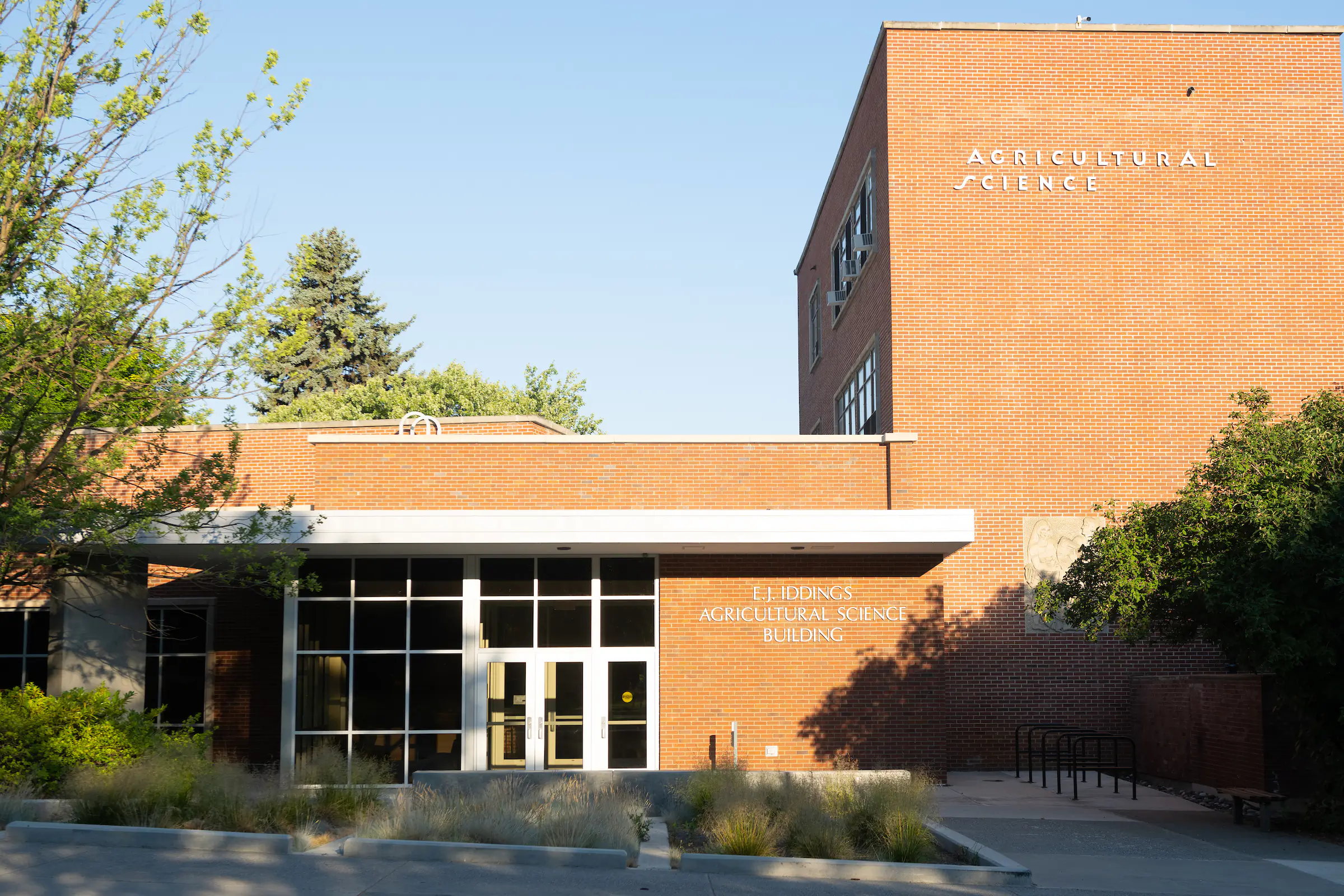 Season campus scenery spring stockAg science buildings