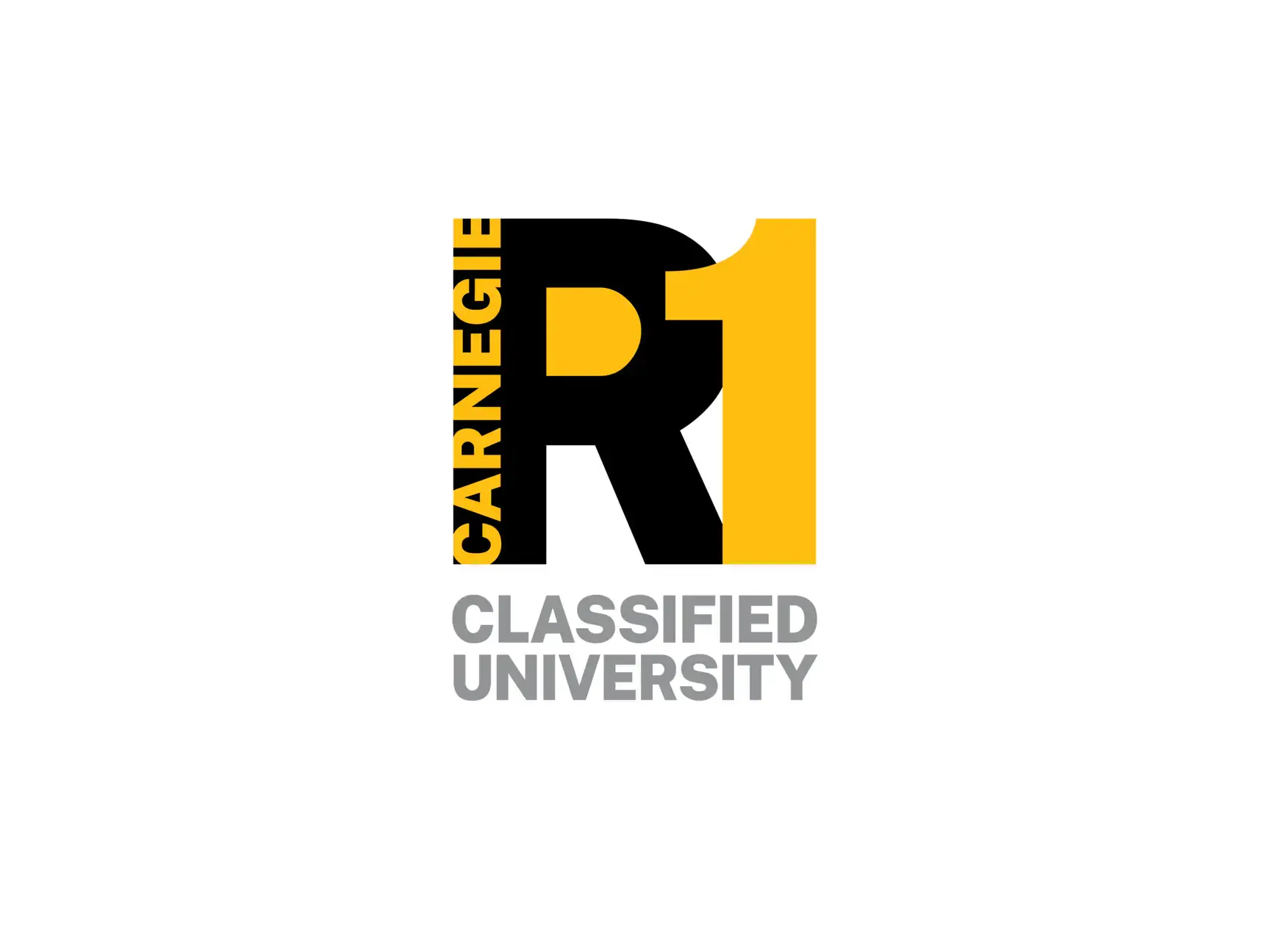 Three color stylized graphic that reads "Carnegie R1 Classified University."