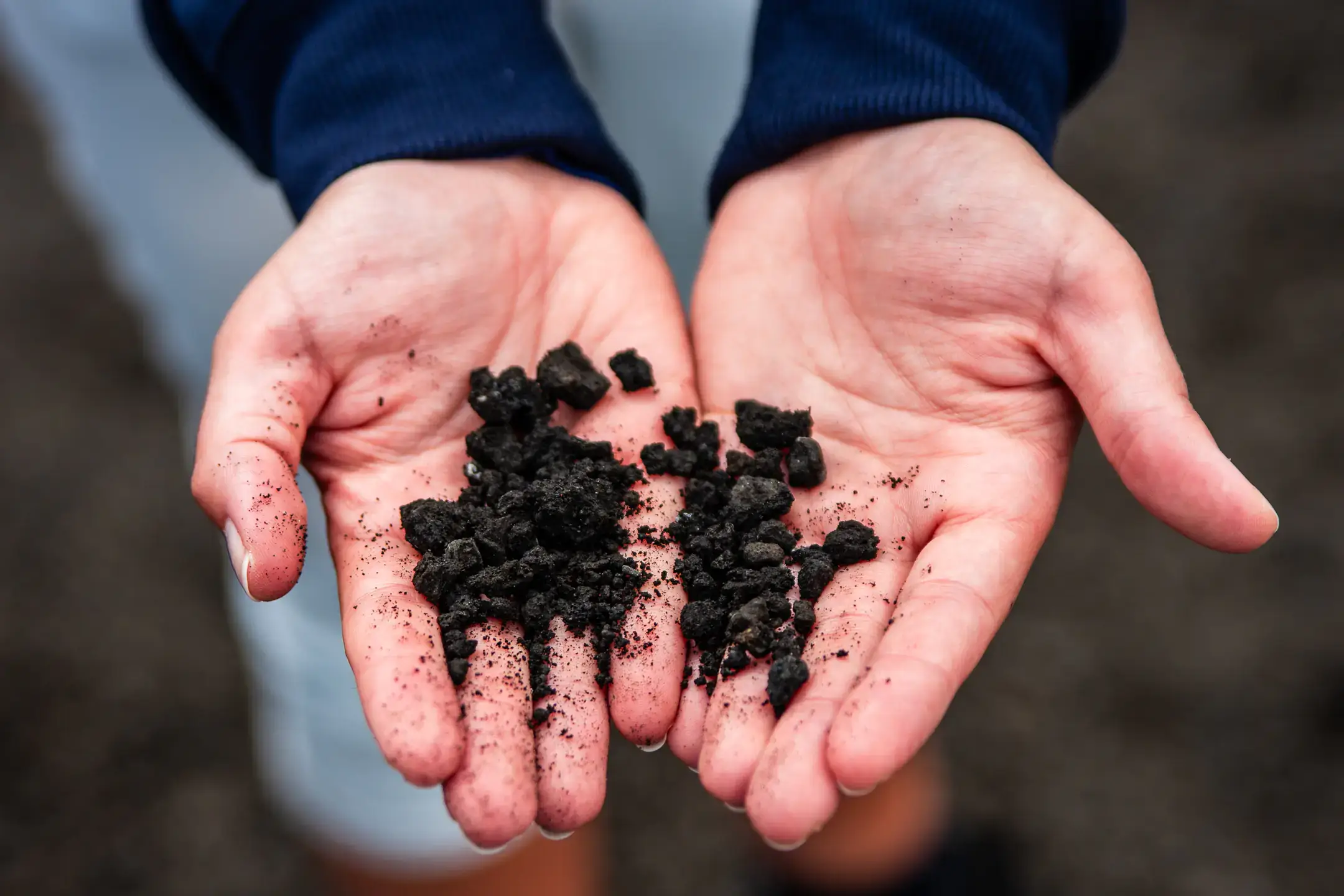 Closeup of human hands holding rocks