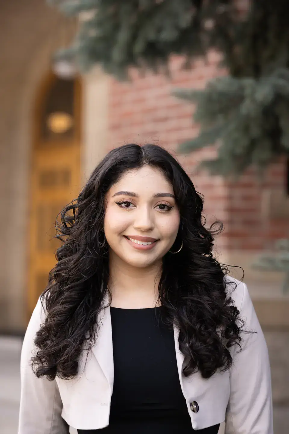 First generation student Alexa Benitez, of Blackfoot, ID, is pictured on campus Friday, April 3, 2026. The political science and philosophy major was selected as this year's Lindley scholar for the College of Letters, Arts and Social Sciences. The Lindley Award is presented each year to the top graduating senior in the college, who is deemed the most outstanding in scholarship and character. It is the highest award a student in CLASS can receive.