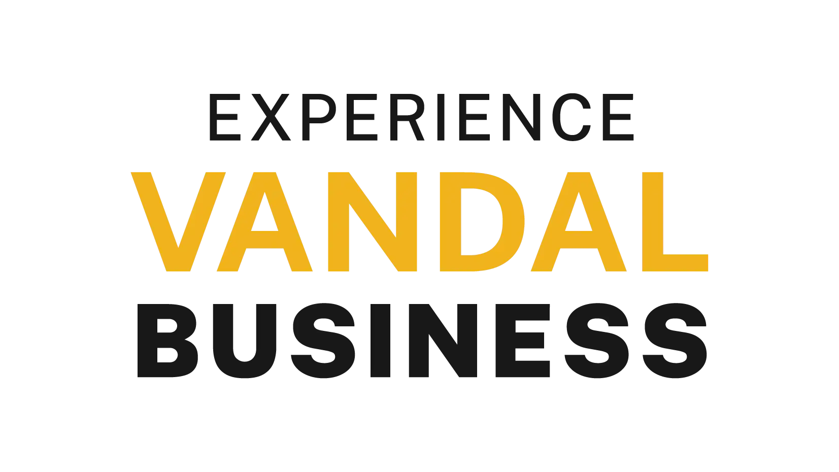 Experience Vandal Business logo with “VANDAL” in gold and the other words in black