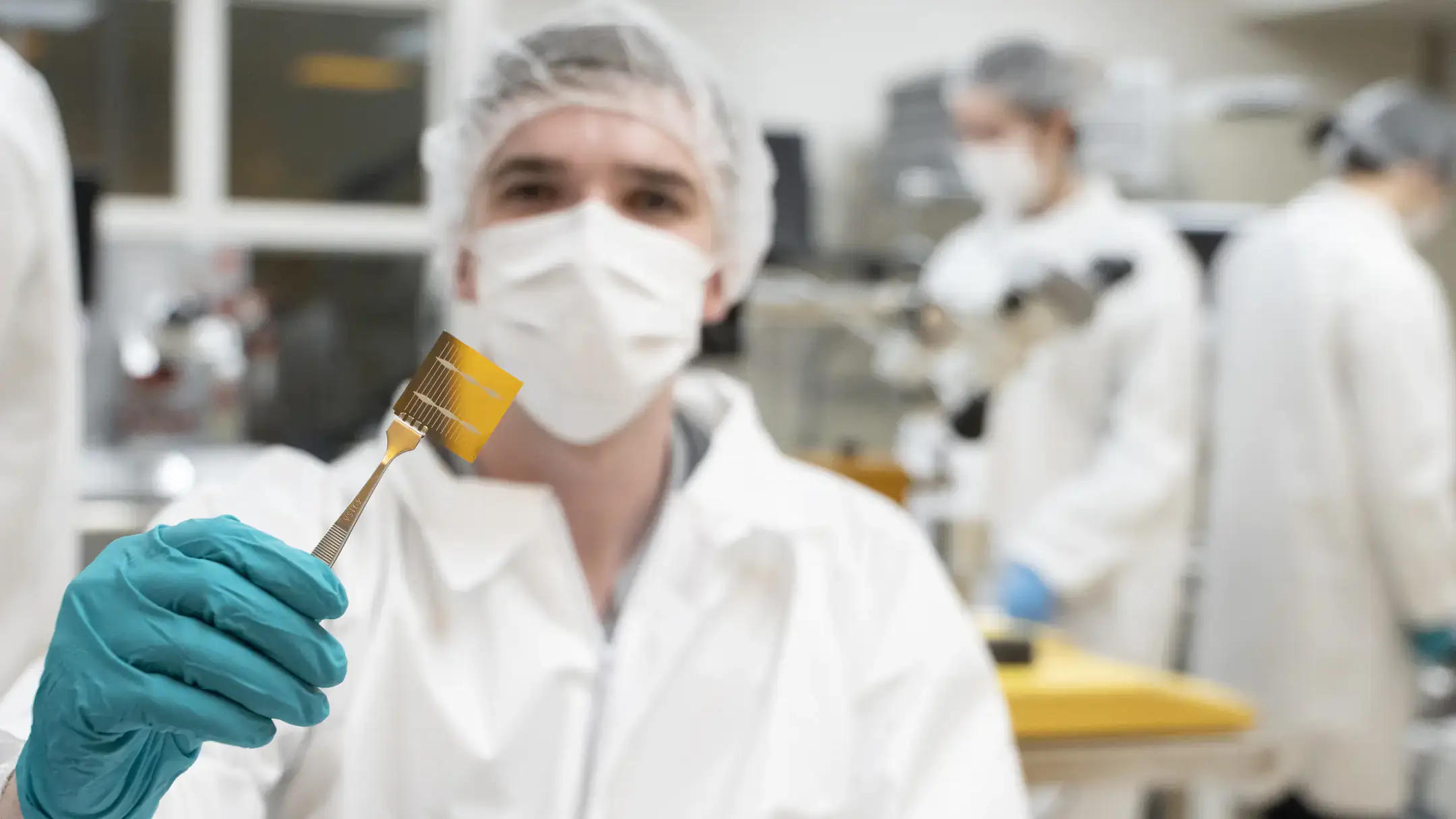 A group of electrical engineering seniors are developing a high-efficiency solar cell, an individual unit of a solar panel that converts sunlight to electricity, in the college’s state-of-the-art clean room. The solar cell will act as a tool to open access to undergraduate students interested in working in semiconductor manufacturing and in a clean room setting.