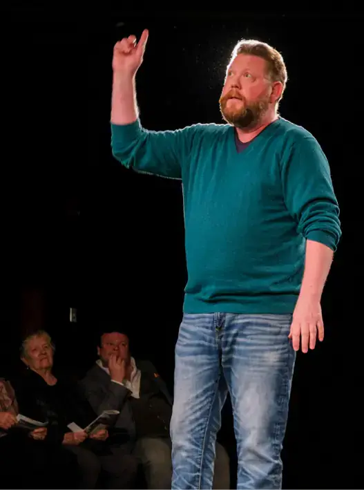 Craig Miller acts in the play “Every Brilliant Thing” in the Forge Theater. 
