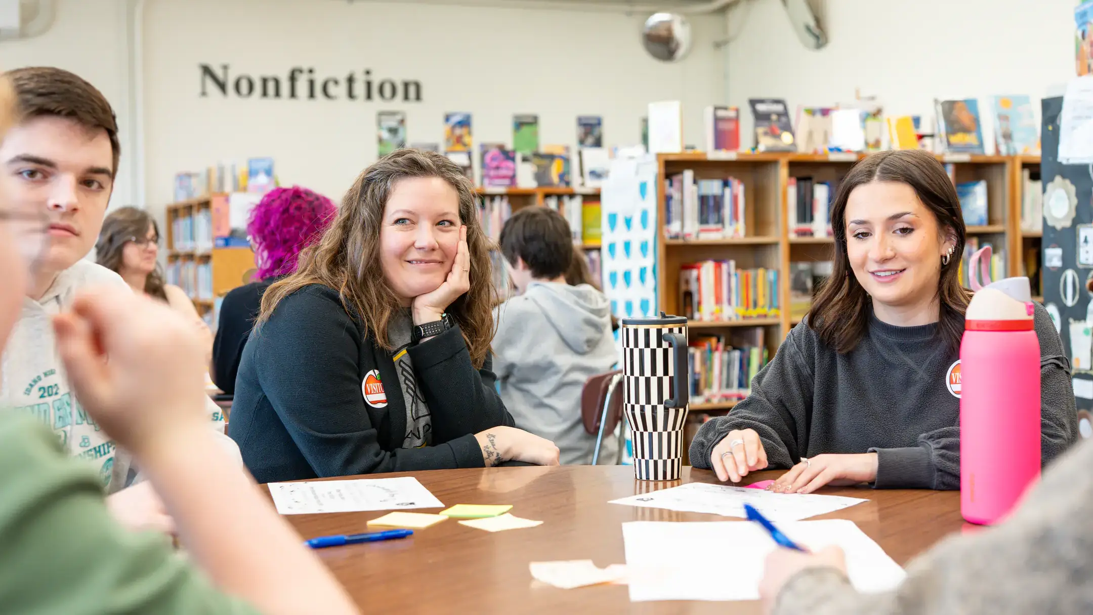 Moscow Middle School students and U of I students collaborate on the 2026 Common Read in the Moscow Middle School Library on Friday, February 27, 2026. This year's Common Read is "The Small and the Mighty," by Sharon McMahon.