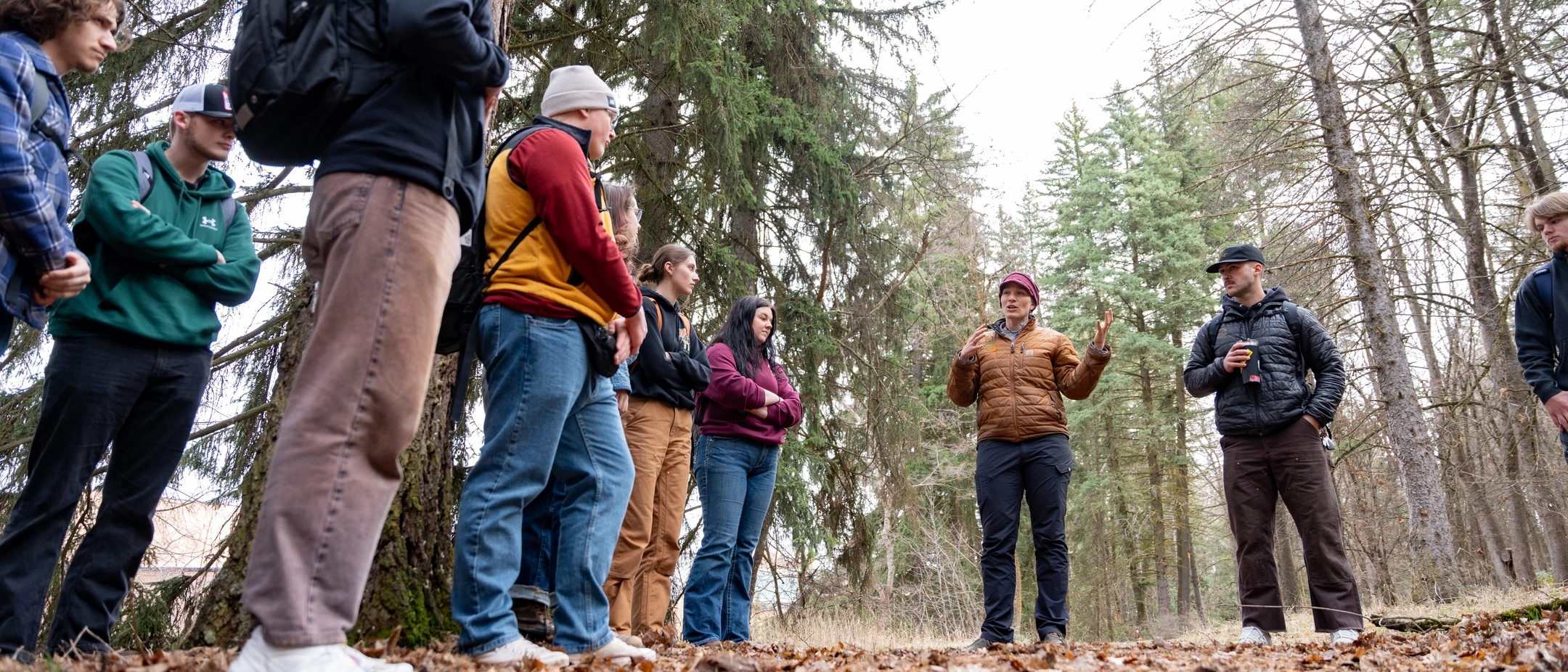 Heather Heward, senior fire ecology and management instructor in the College of Natural Resources, leads a class on the University of Idaho campus in Moscow, ID March 20, 2025.