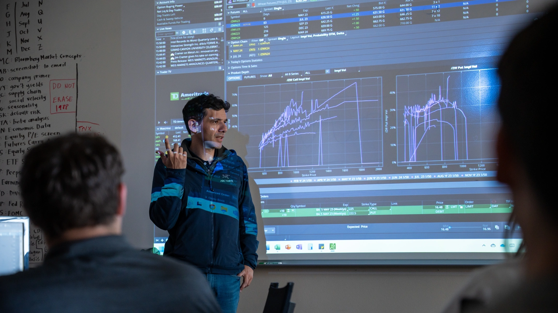 Stock photos and b-roll of AERS students in the Barker Trading Room to use for future marketing efforts.