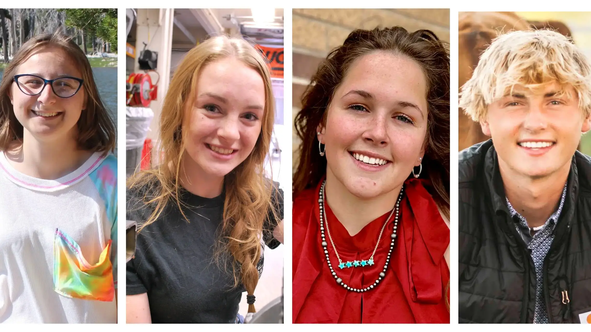 collage of four students smiling