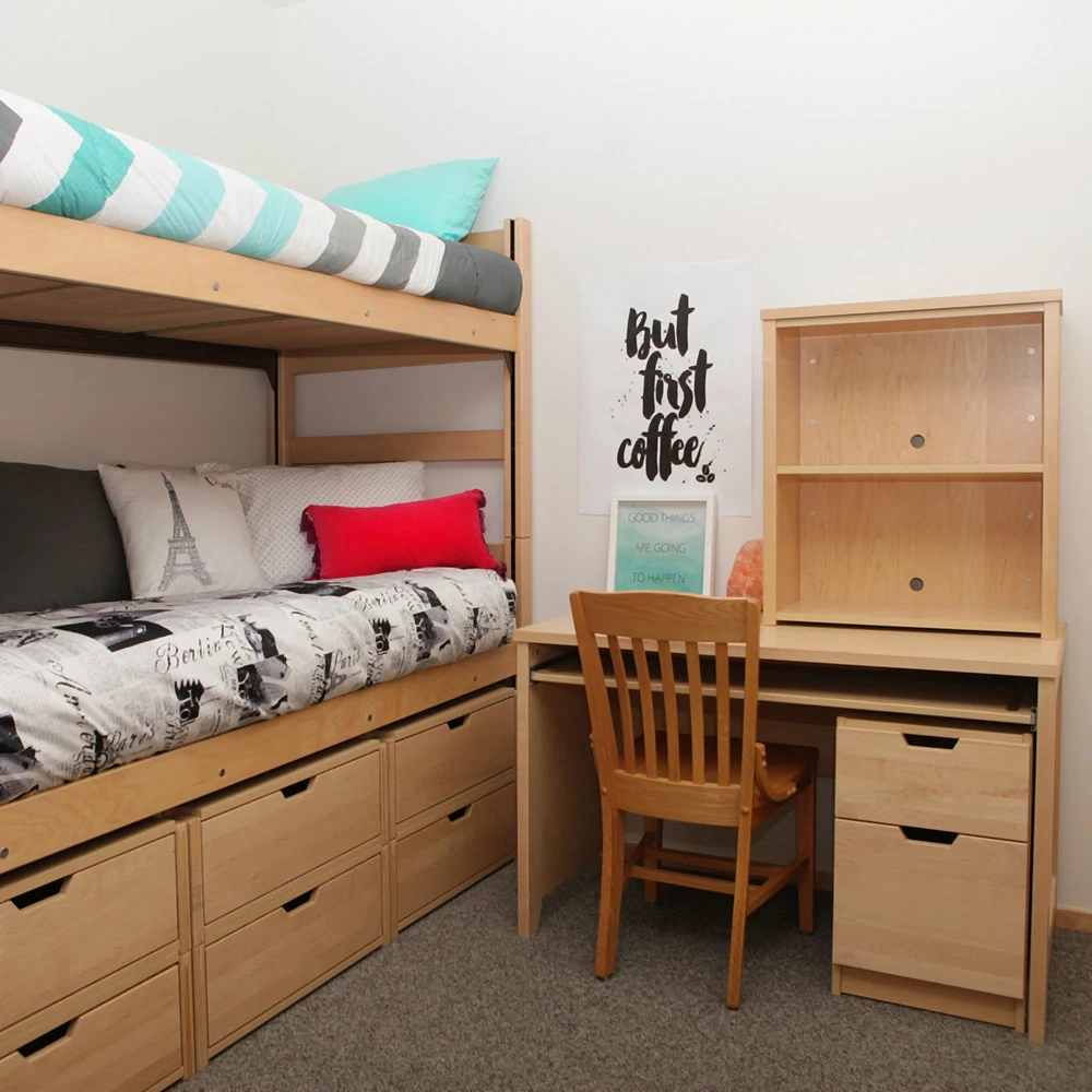 Living Learning Communities double room beds and desk