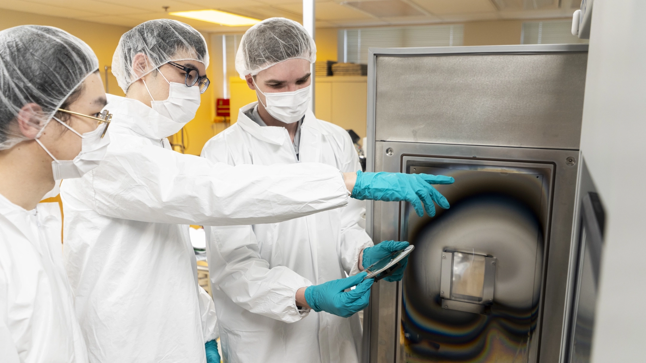 A group of electrical engineering seniors are developing a high-efficiency solar cell, an individual unit of a solar panel that converts sunlight to electricity, in the college’s state-of-the-art clean room. The solar cell will act as a tool to open access to undergraduate students interested in working in semiconductor manufacturing and in a clean room setting.