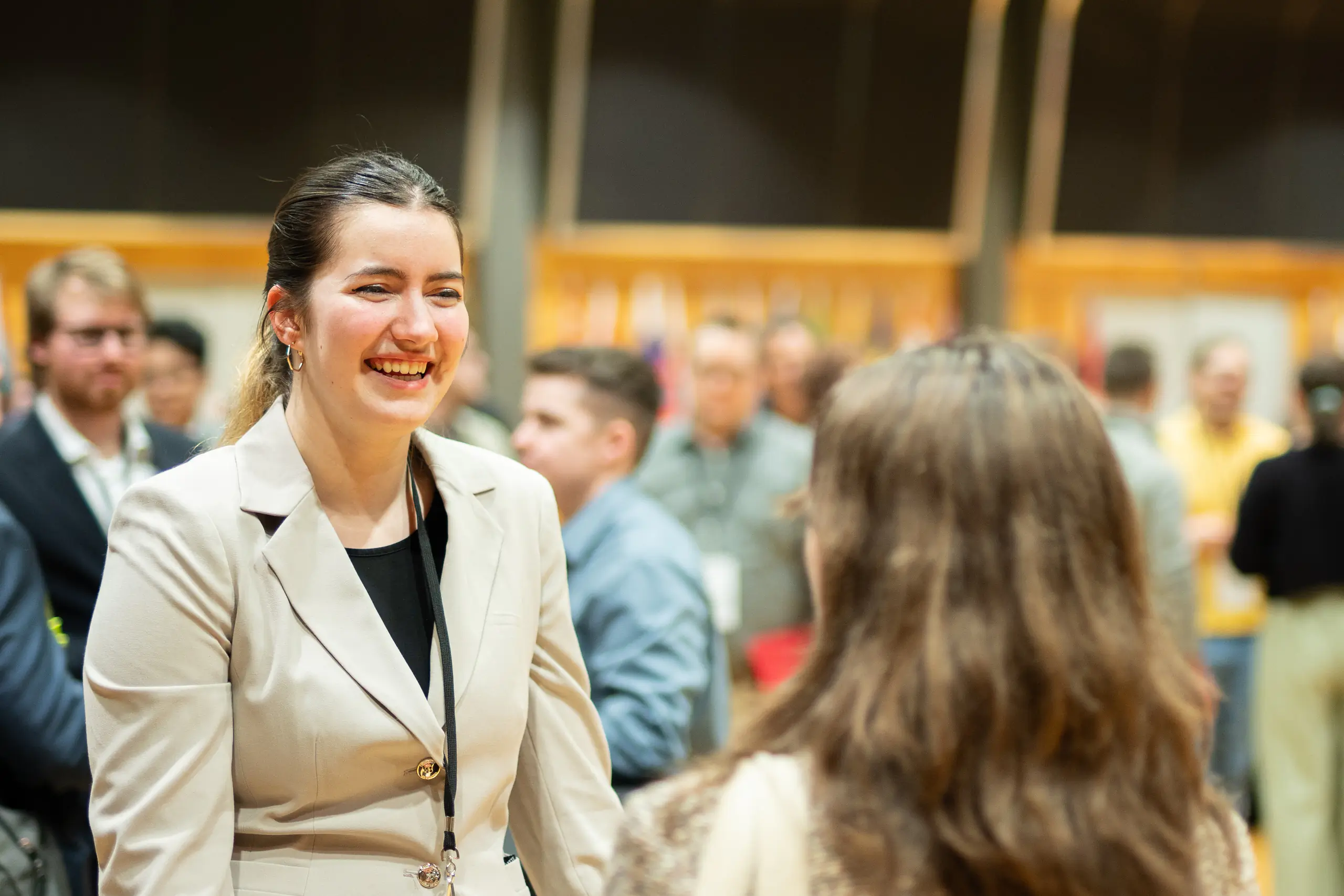 Photos from the College of Engineering Networking night held in the Vandal International Ballroom in the Pitman Center, February 6, 2024. Industry partners such as SEL, Micron, Geotek, INL and more participated in this event; engaging with students and staff/faculty members to diversify and increase their professional recruitment networks and give student's the opportunity to find jobs after college, Student business conversations.