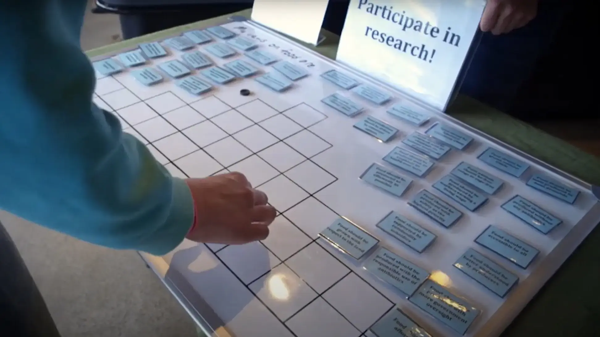Consumer participating in research at a grocery store