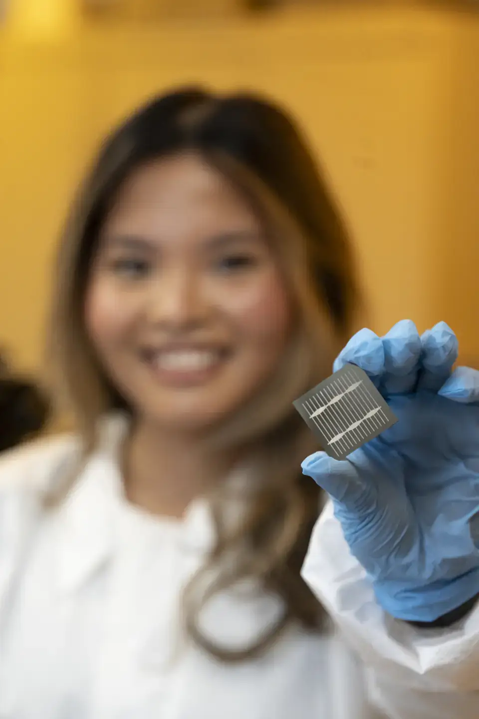 A group of electrical engineering seniors are developing a high-efficiency solar cell, an individual unit of a solar panel that converts sunlight to electricity, in the college’s state-of-the-art clean room. The solar cell will act as a tool to open access to undergraduate students interested in working in semiconductor manufacturing and in a clean room setting.