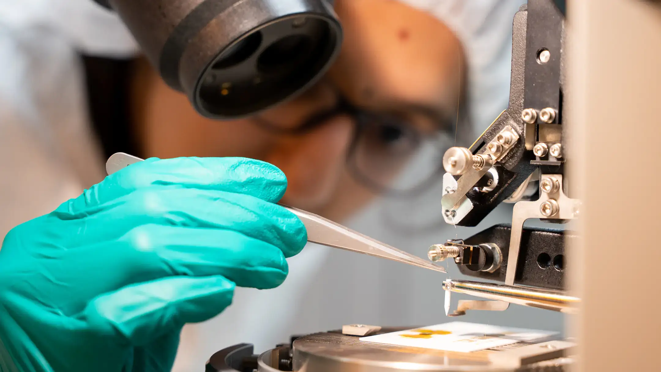 Srividya Raveendran uses semiconductor manufacturing equipment in the Next Generation Microelectronics Research Center at University of Idaho.