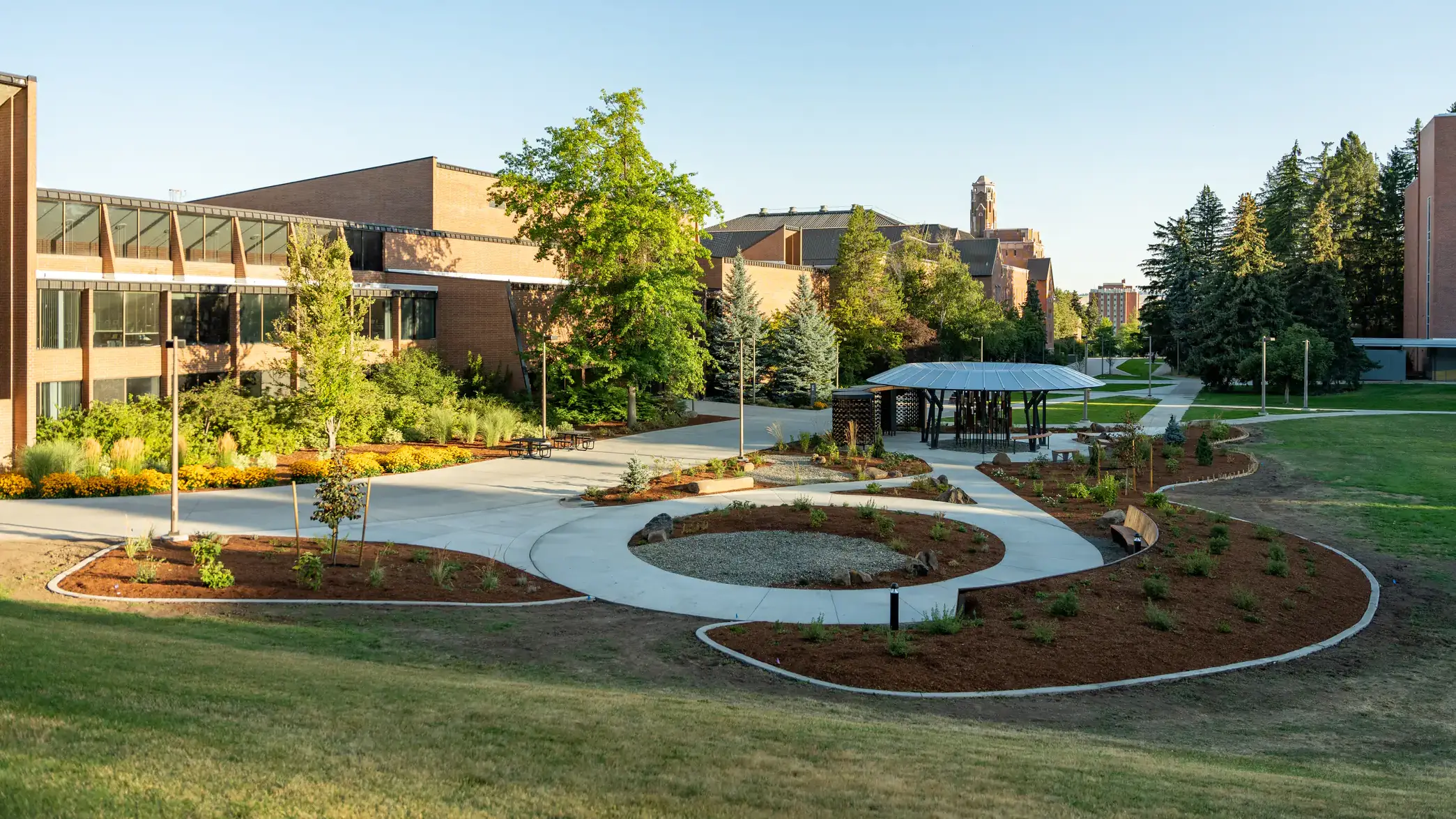 Construction of the Vandal Healing Garden on the University of Idaho Campus.