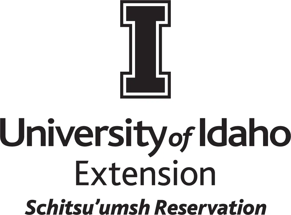 Stacked University of Idaho Schitsu'umsh Reservation all black logo PNG file in RGB mode with transparent background. Please select original file when downloading.