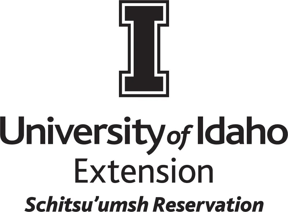 Stacked University of Idaho Schitsu'umsh Reservation all black logo PNG file in RGB mode with transparent background. Please select original file when downloading.