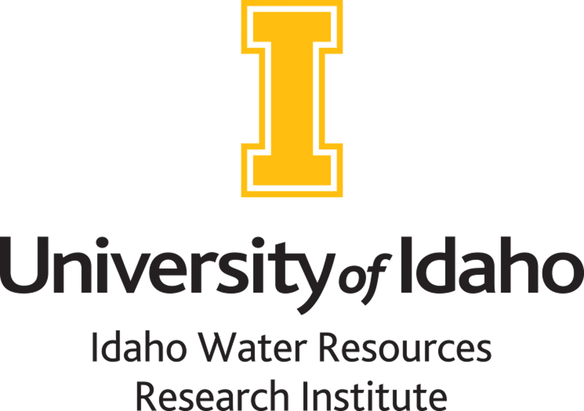 Stacked University of Idaho Idaho Water Resources Research Institute full color logo PNG file in RGB mode with transparent background.