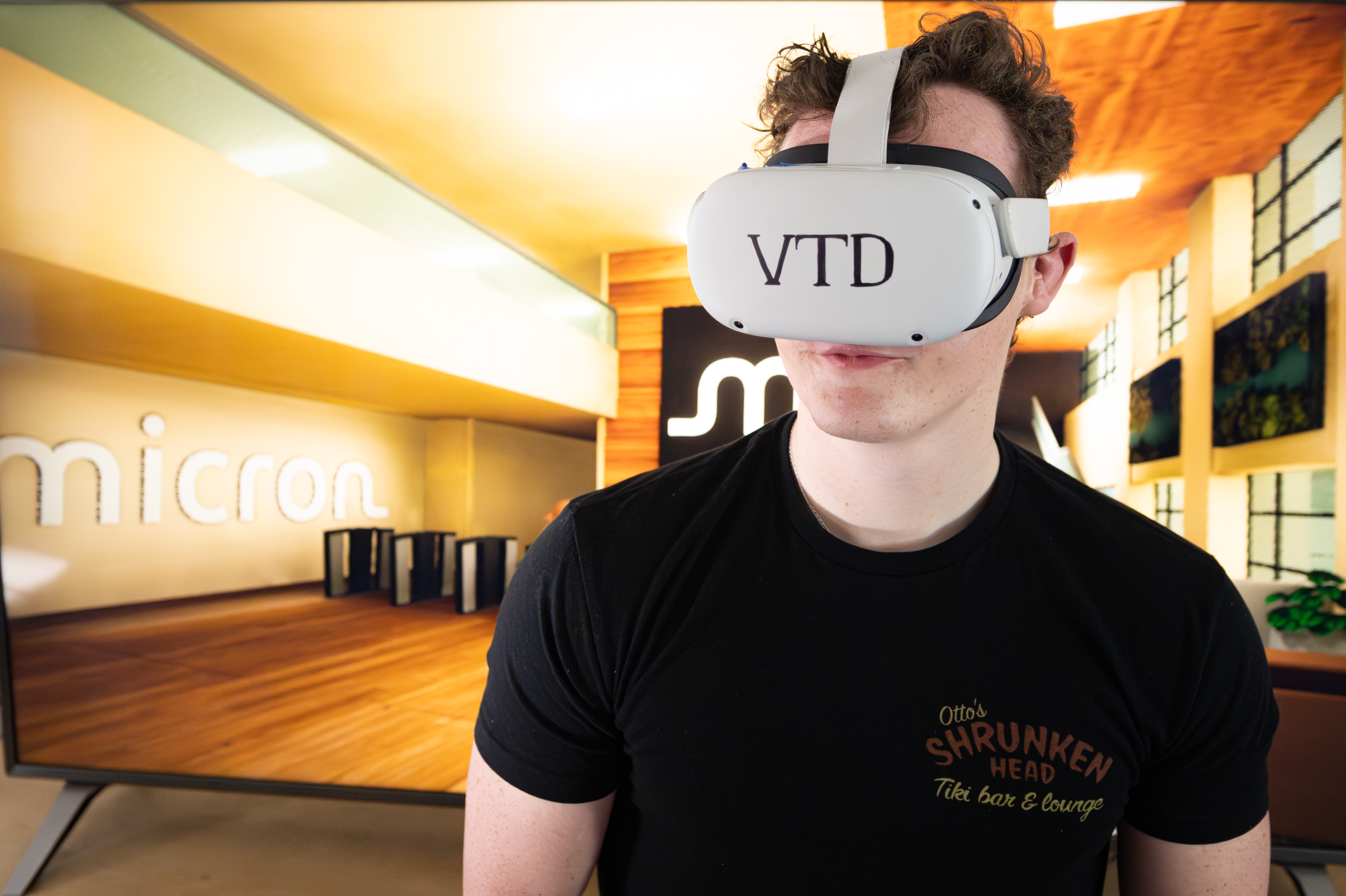 Porter Howard, a senior majoring in Virtual Technology and Design, is pictured Thursday, February 5, 2026. College of Art and Architecture students have built virtual worlds for Micron and U.S. Forest Service projects.