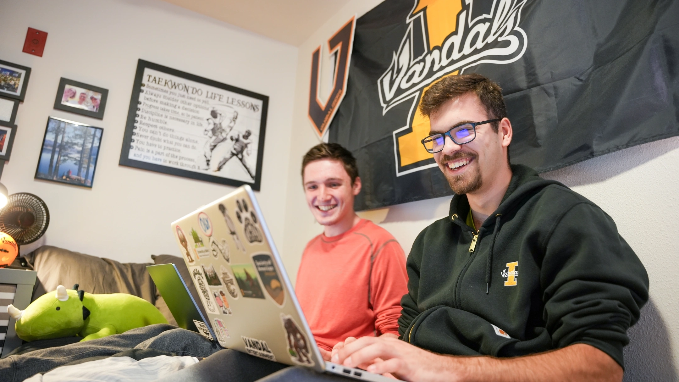 Housing and Residence Life dorm rooms with students.