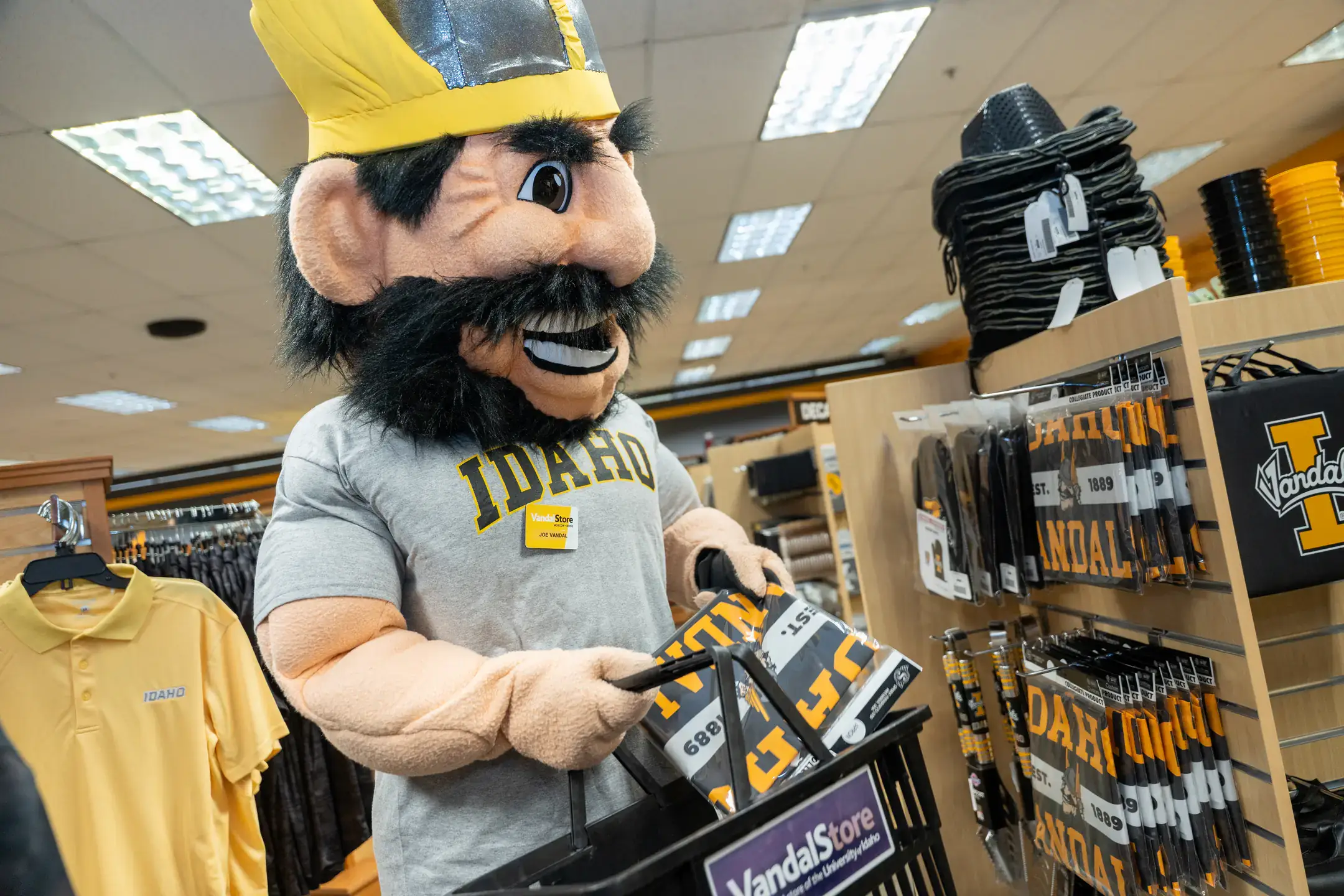 University of Idaho mascot Joe Vandal at the Vandal Store.