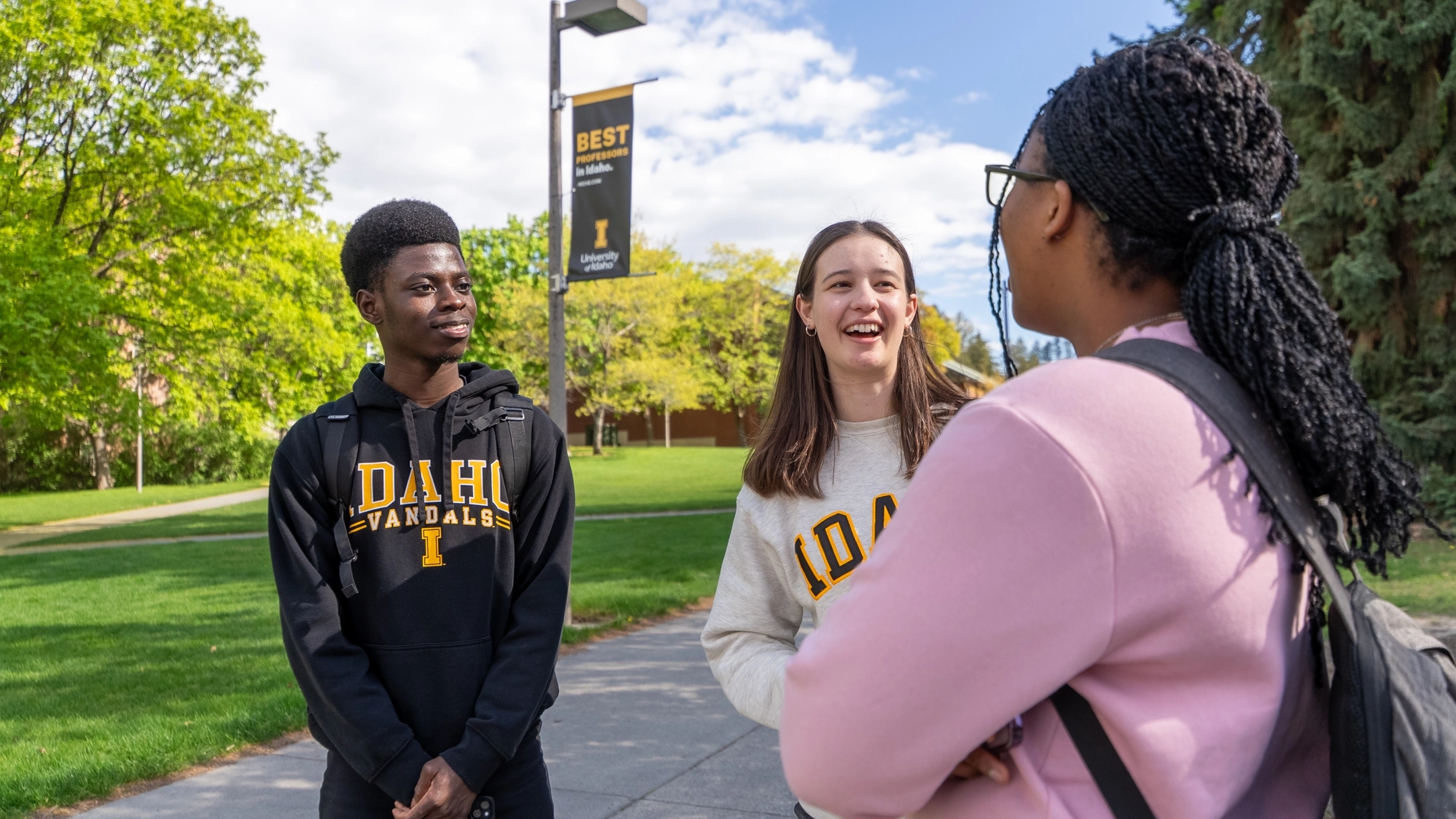 Students gather and socialize along the Academic Mall on Monday, May 5, 2025.
