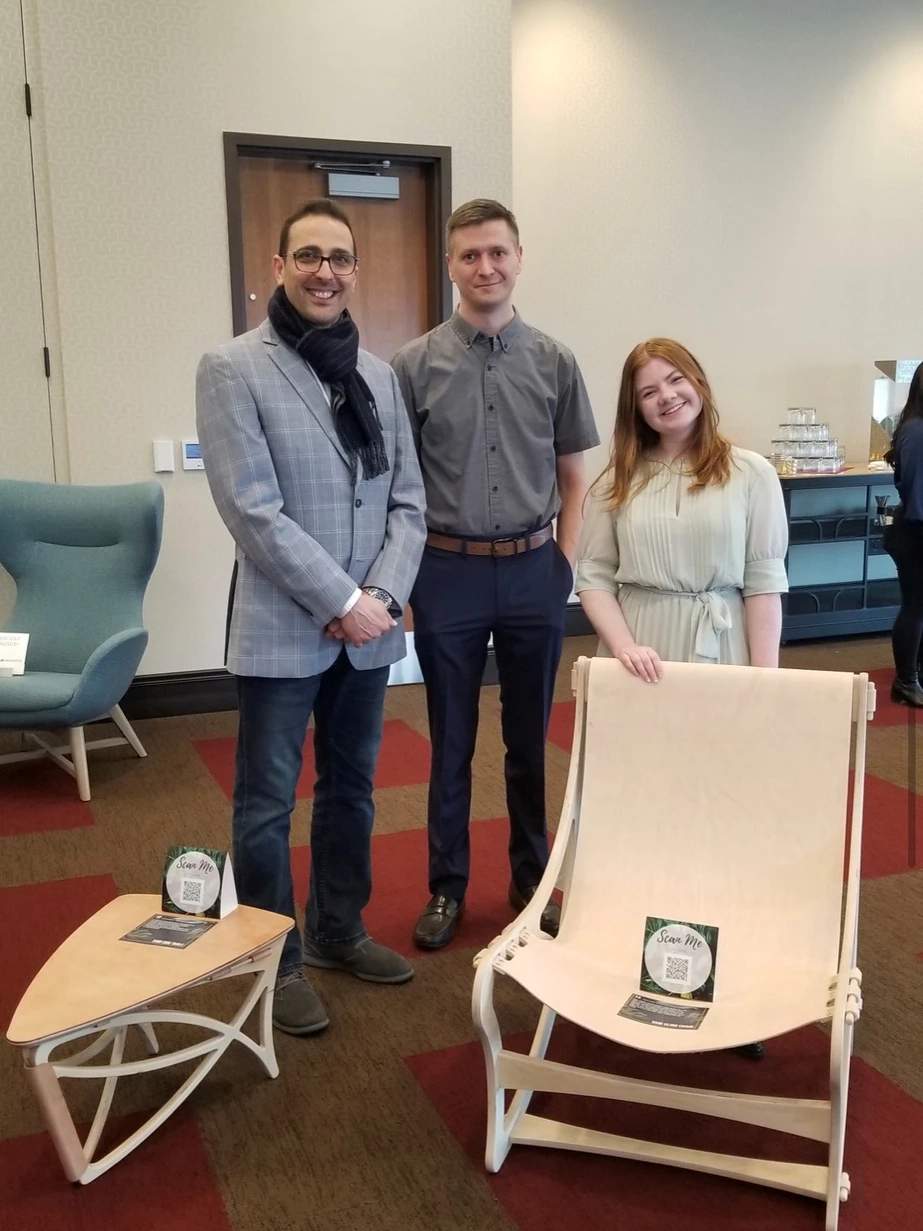 Hani El Hajj, David Schmidt and Ainsley Bauer at Chair Affair.