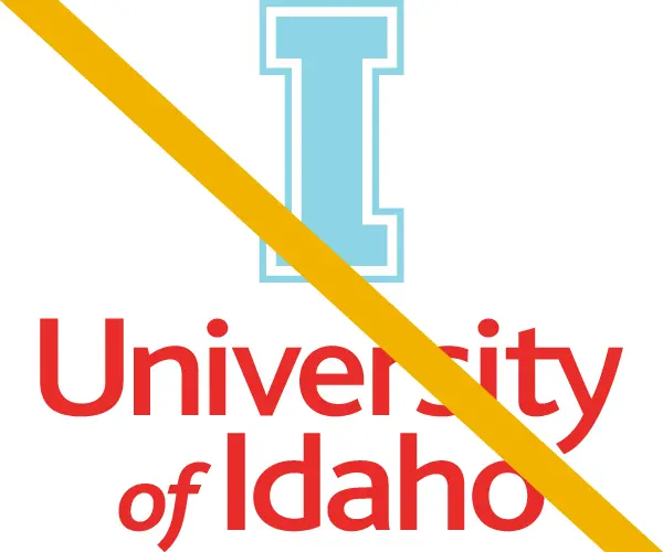 UIdaho logo with unofficial font colors is prohibited.