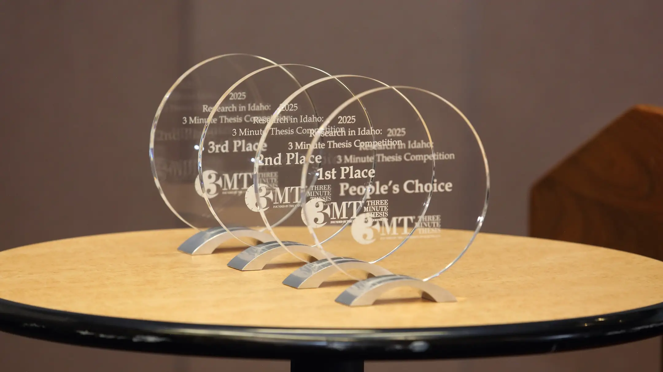 The Three Minute Thesis (3MT) 2025 Statewide Graduate Student Competition is held in the Bennion Student Union Building at the University of Idaho - Idaho Falls campus on Tuesday, February 11, 2025.

Graduate students from University of Idaho, Boise State University and Idaho State University compete annually in the 3MT statewide competition and present their research in just three minutes or less with only one slide. A panel of judges choose 1st, 2nd, and 3rd place, and the audience gets the chance to vote for the People's Choice Award.