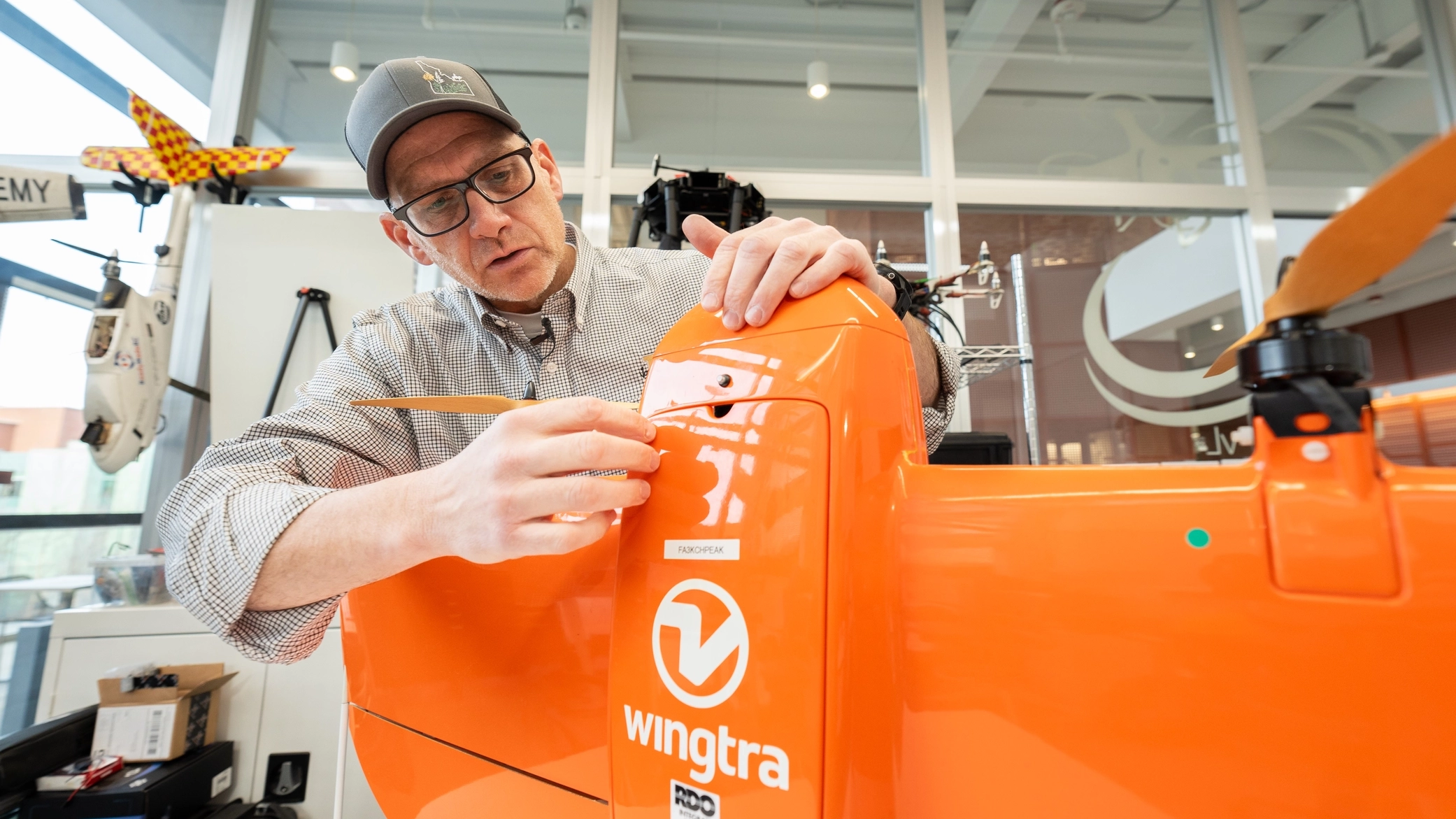 Jason Karl, director of CNR's Rangeland Institute, also operates the drone lab in the IRIC in which graduates students use drones in their research such as monitoring wildland fire smoke for microbes, spraying fields, doing boundary and LiDAR work.