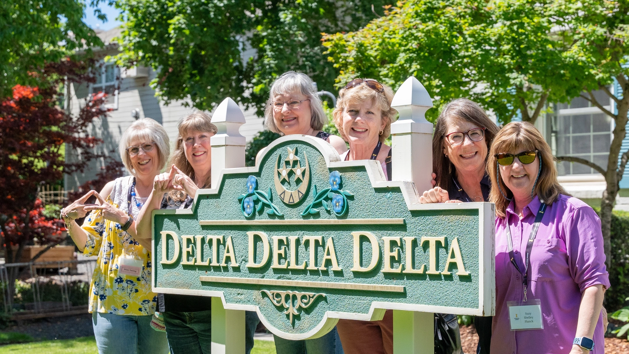 Fraternity and sorority life Tri Delta 95th reunion Saturday morning decades photos at the Tri Delta Chapter house.
