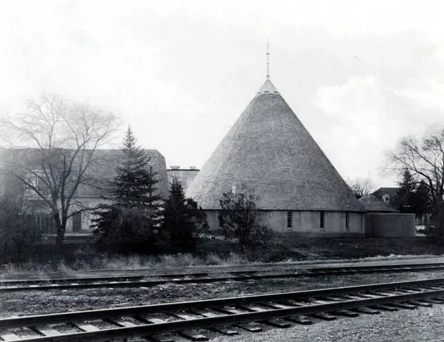 A black and white image of St. Augustine’s Catholic Center