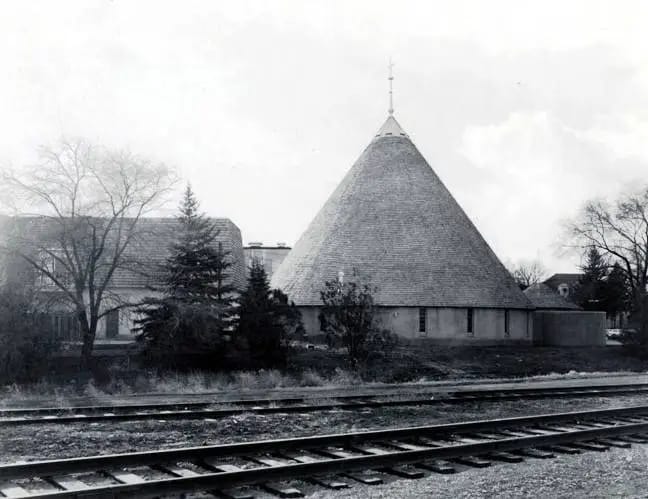 A black and white image of St. Augustine’s Catholic Center