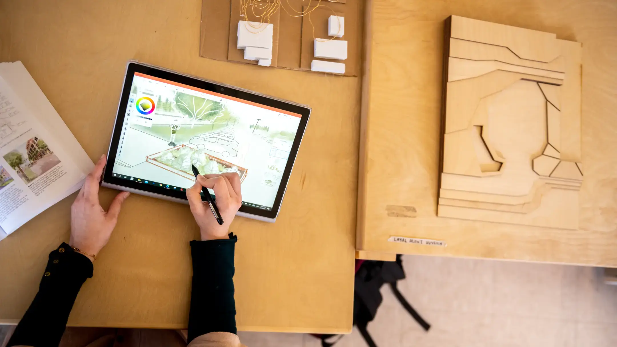 Layal Hussain works on a Landscape Architecture project for the Vandals in Focus student research magazine