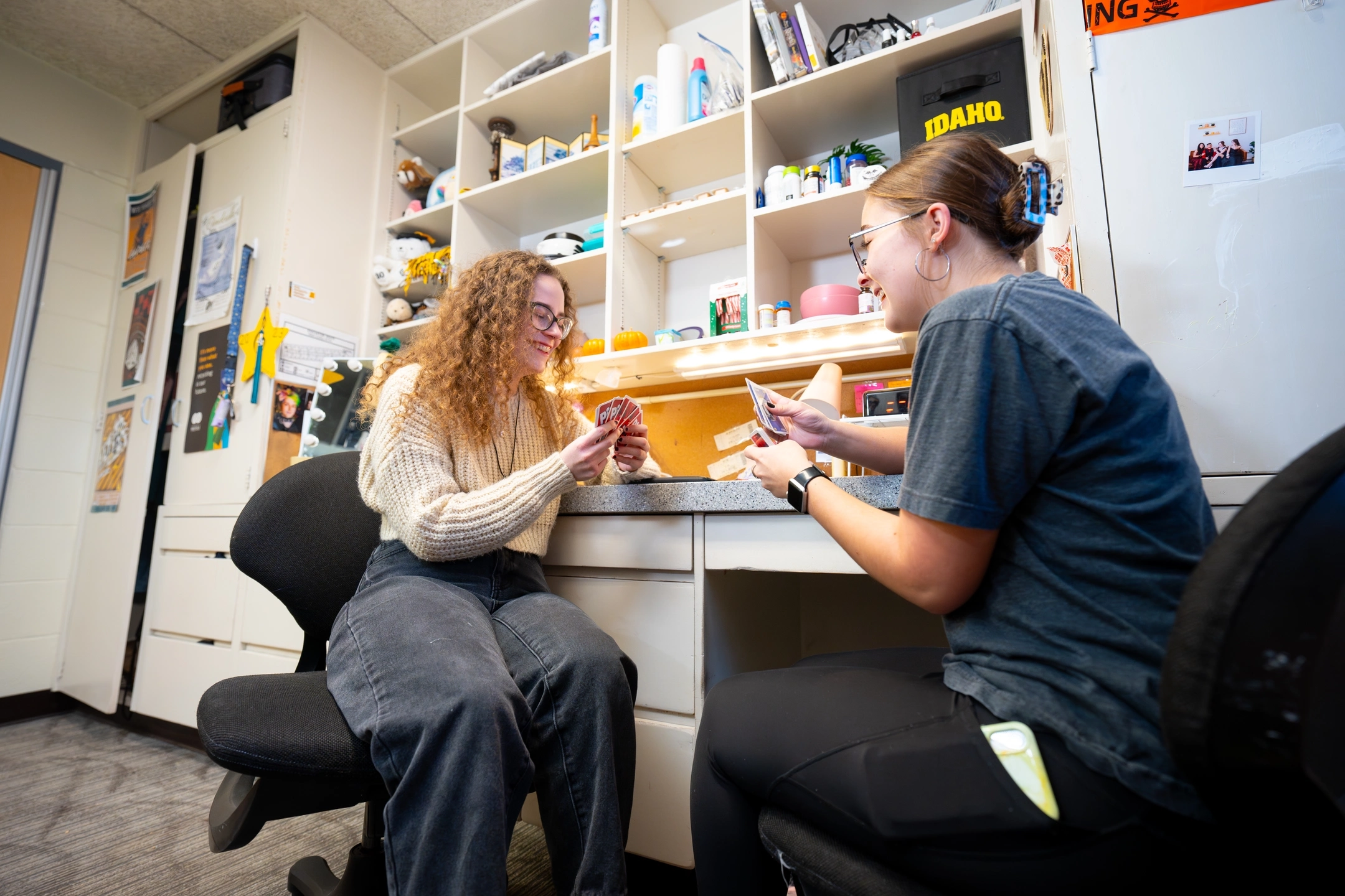 Housing and Residence Life dorm rooms with students.